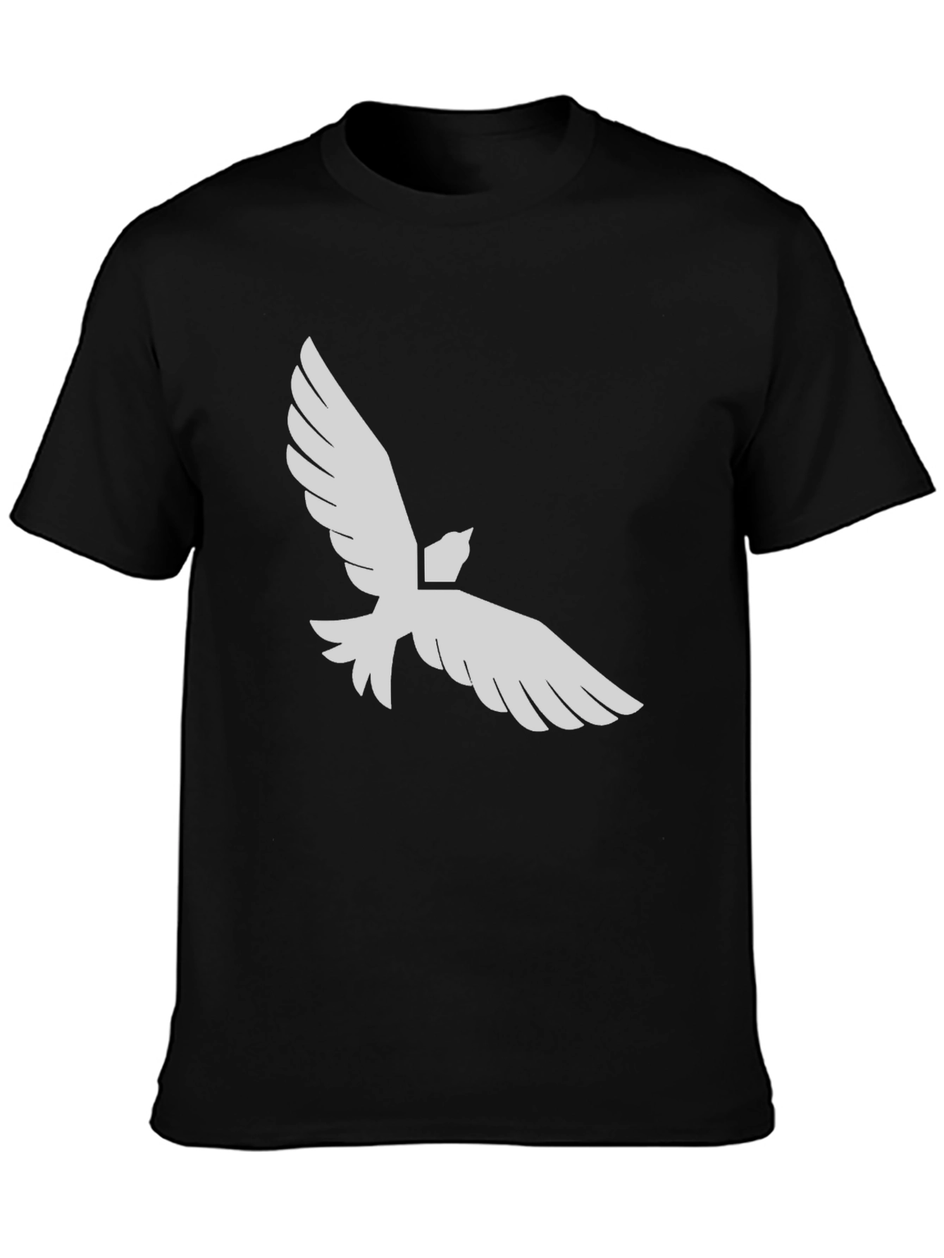 Black T-Shirt with White Dove Graphic Print