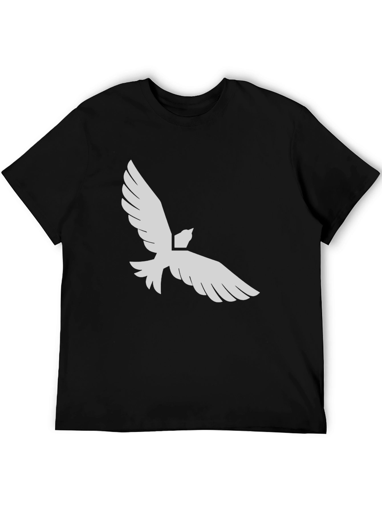 Black T-Shirt with White Dove Graphic Print