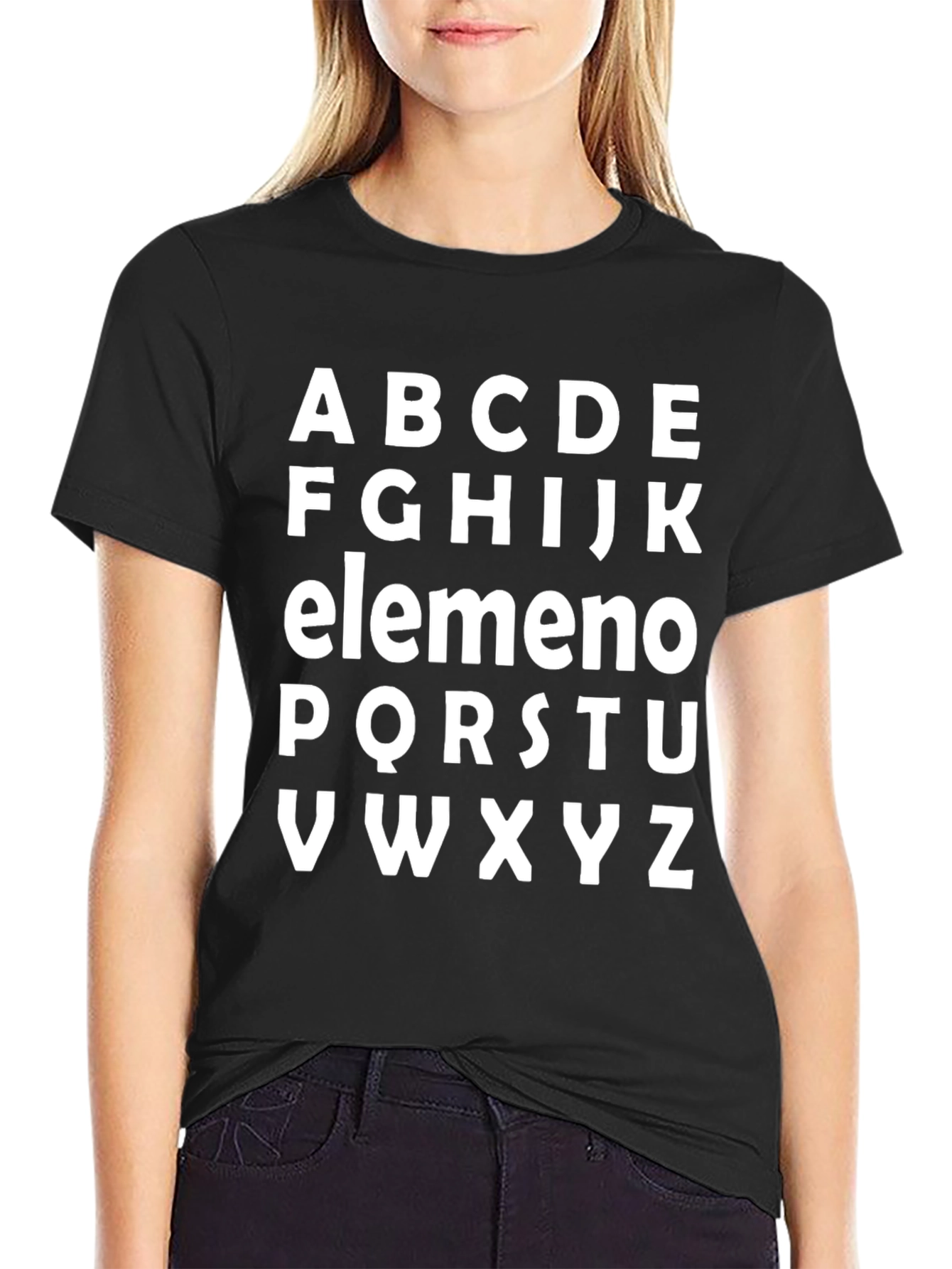 Alphabet T-Shirt - Black Cotton Blend