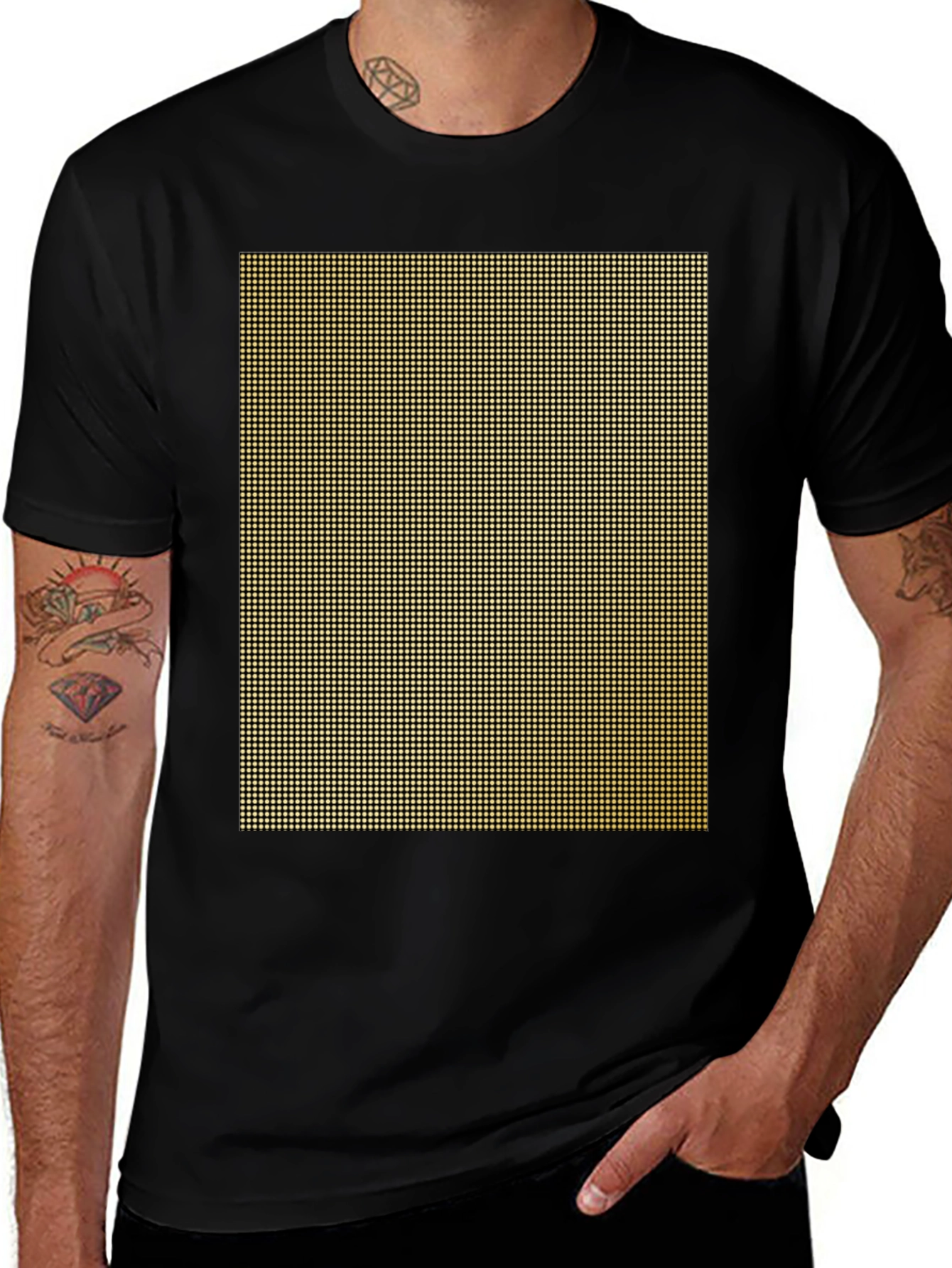 Geometric Grid Black T-Shirt