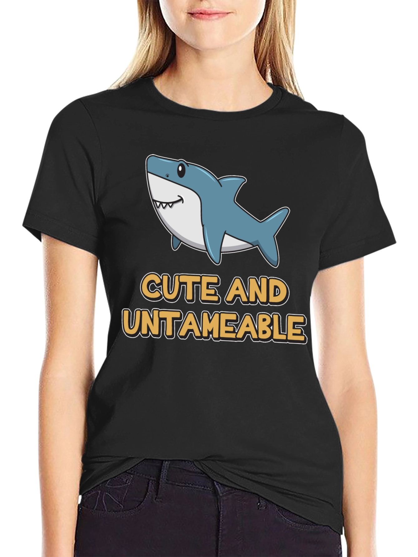 Cute and Untameable Shark Graphic T-Shirt