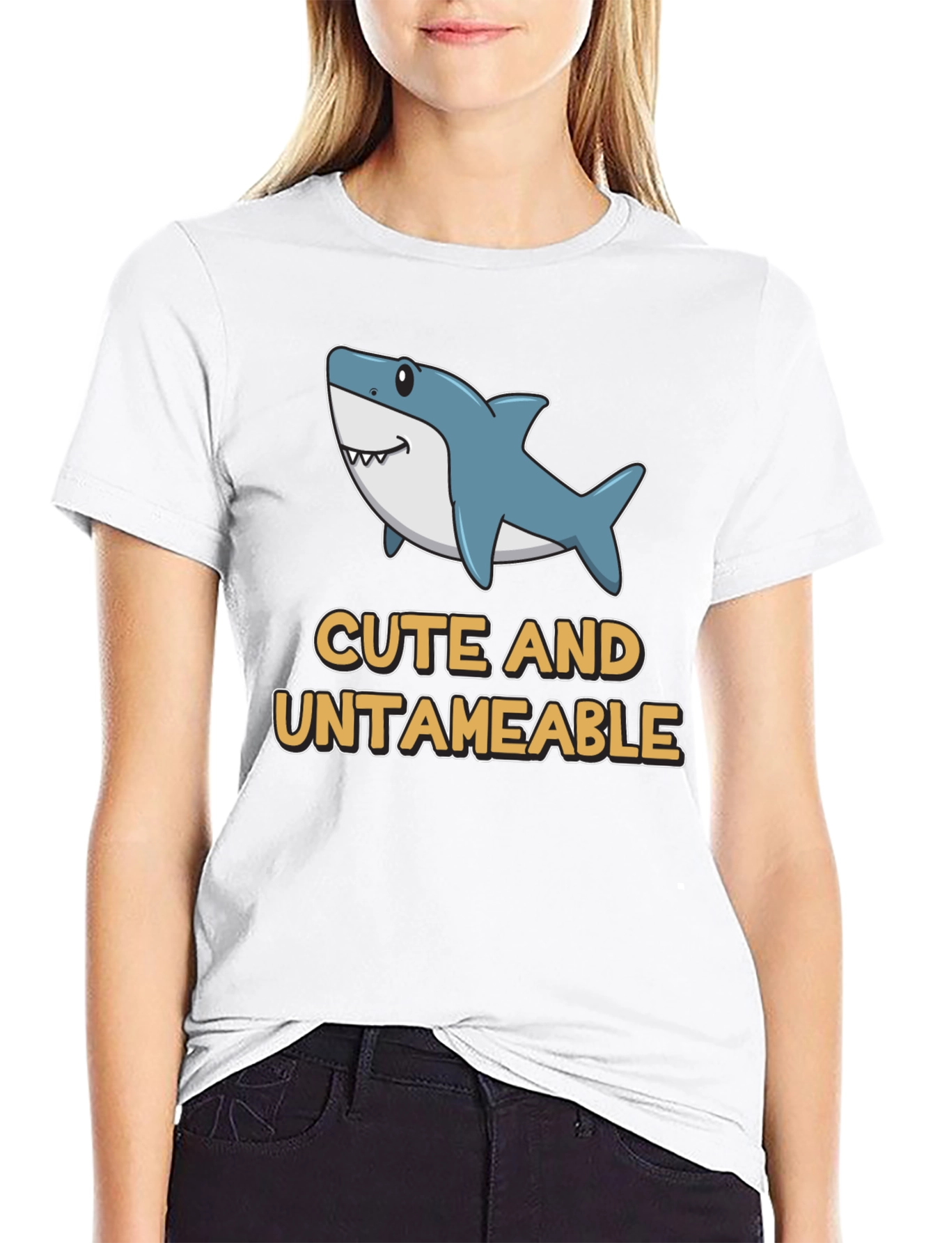 Cute and Untameable Shark Graphic T-Shirt