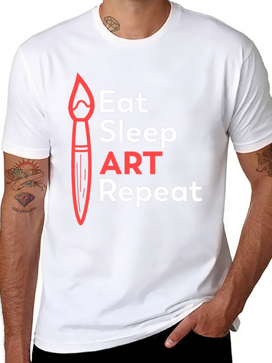 Eat Sleep Art Repeat Graphic Tee - Black Cotton Artist Shirt
