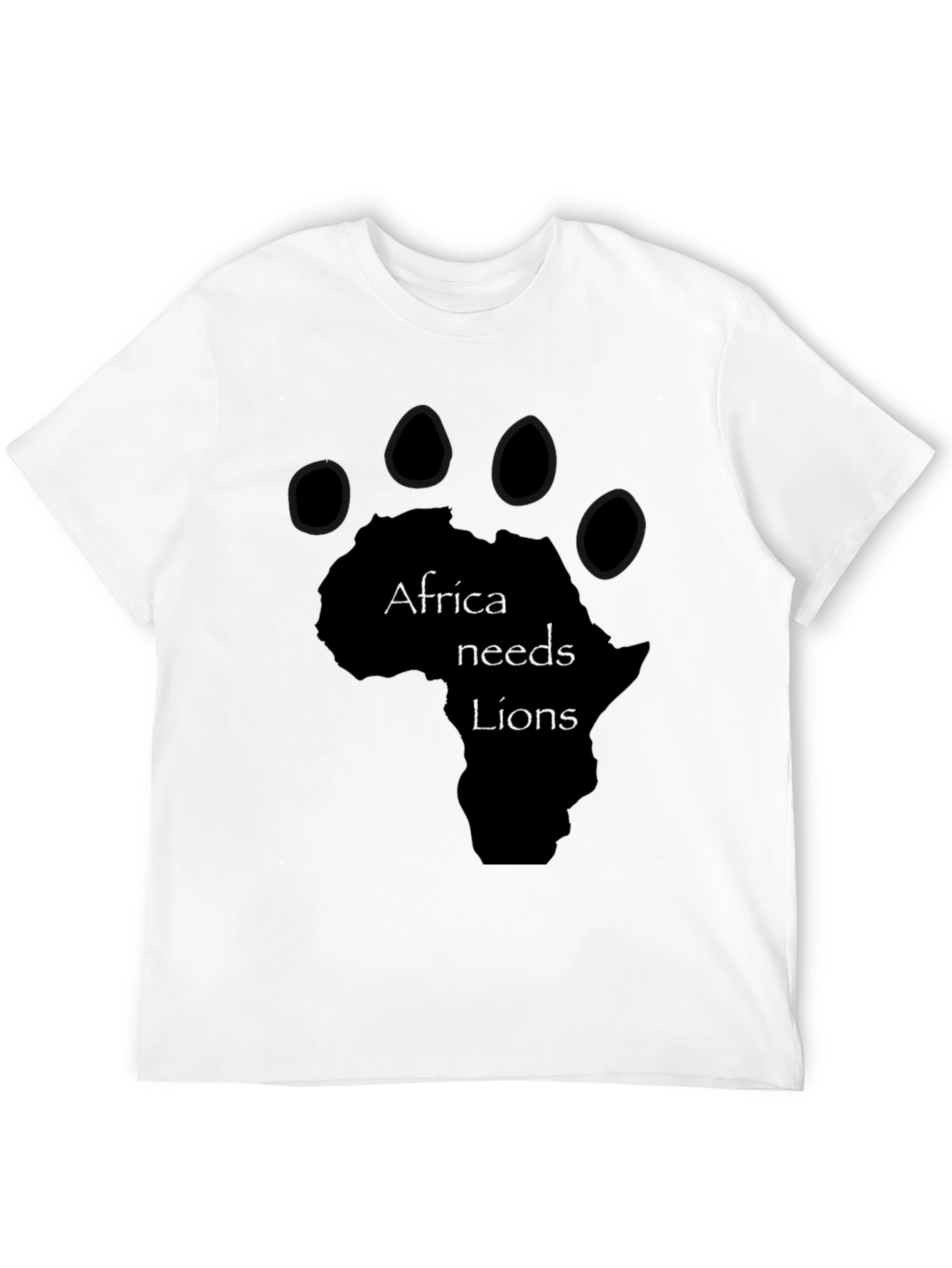 Africa Needs Lions Graphic Tee - Black Cotton T-Shirt