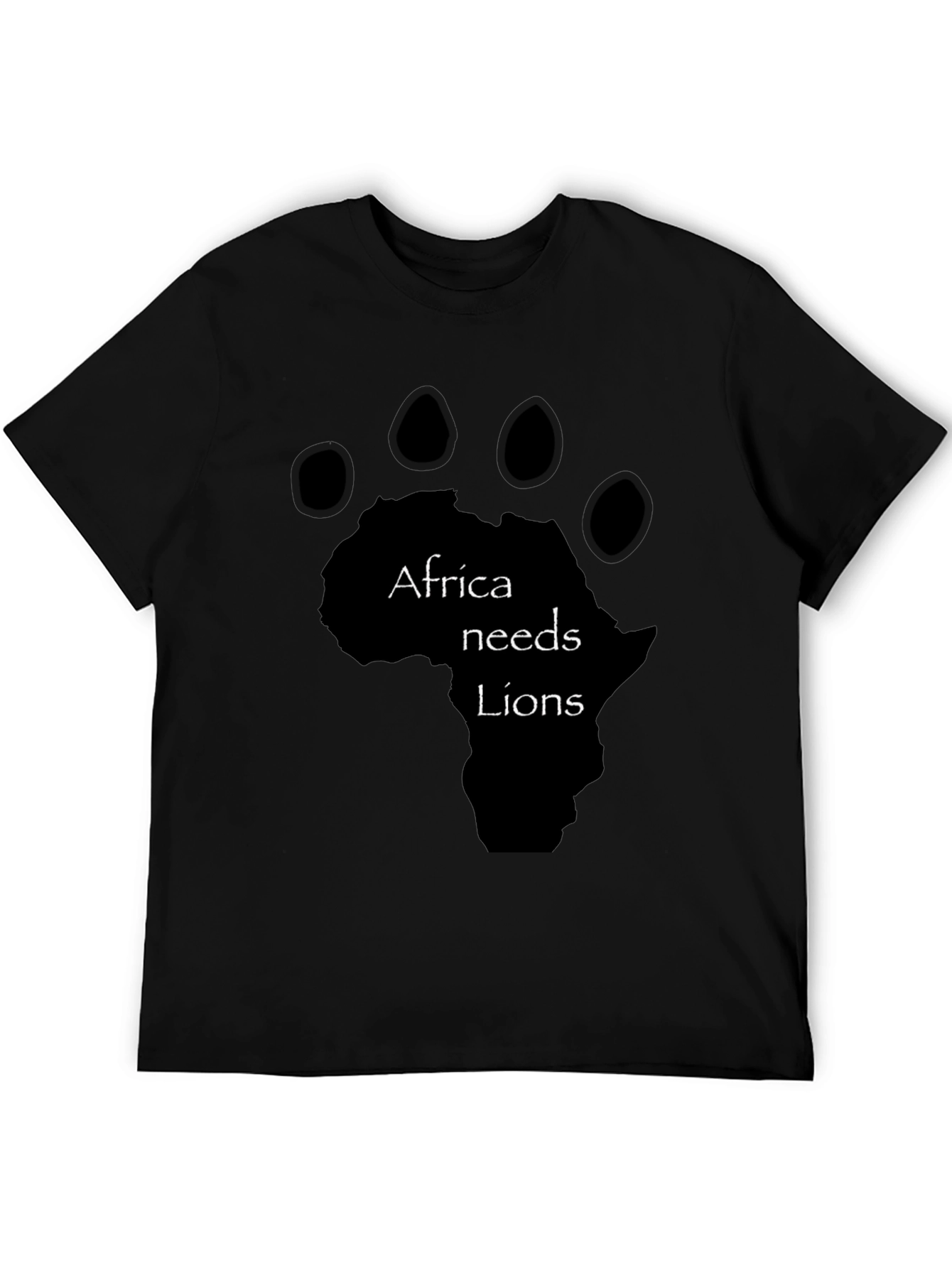 Africa Needs Lions Graphic Tee - Black Cotton T-Shirt