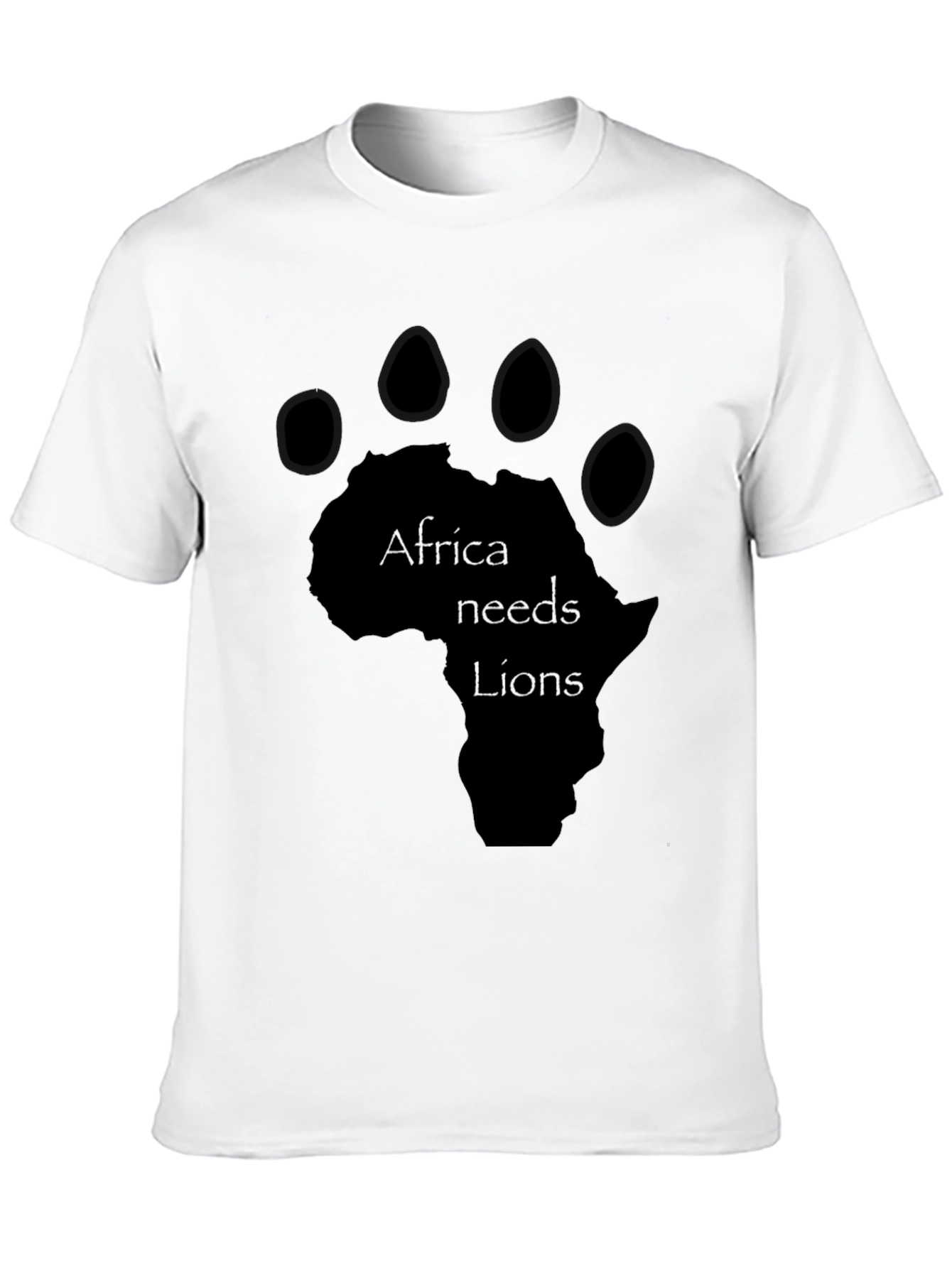 Africa Needs Lions Graphic Tee - Black Cotton T-Shirt