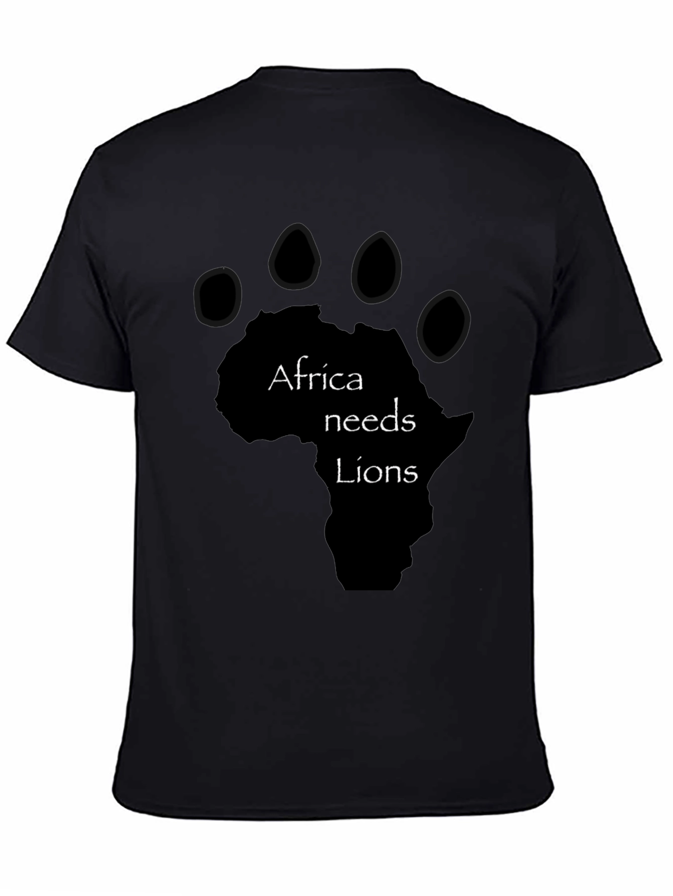 Africa Needs Lions Graphic Tee - Black Cotton T-Shirt