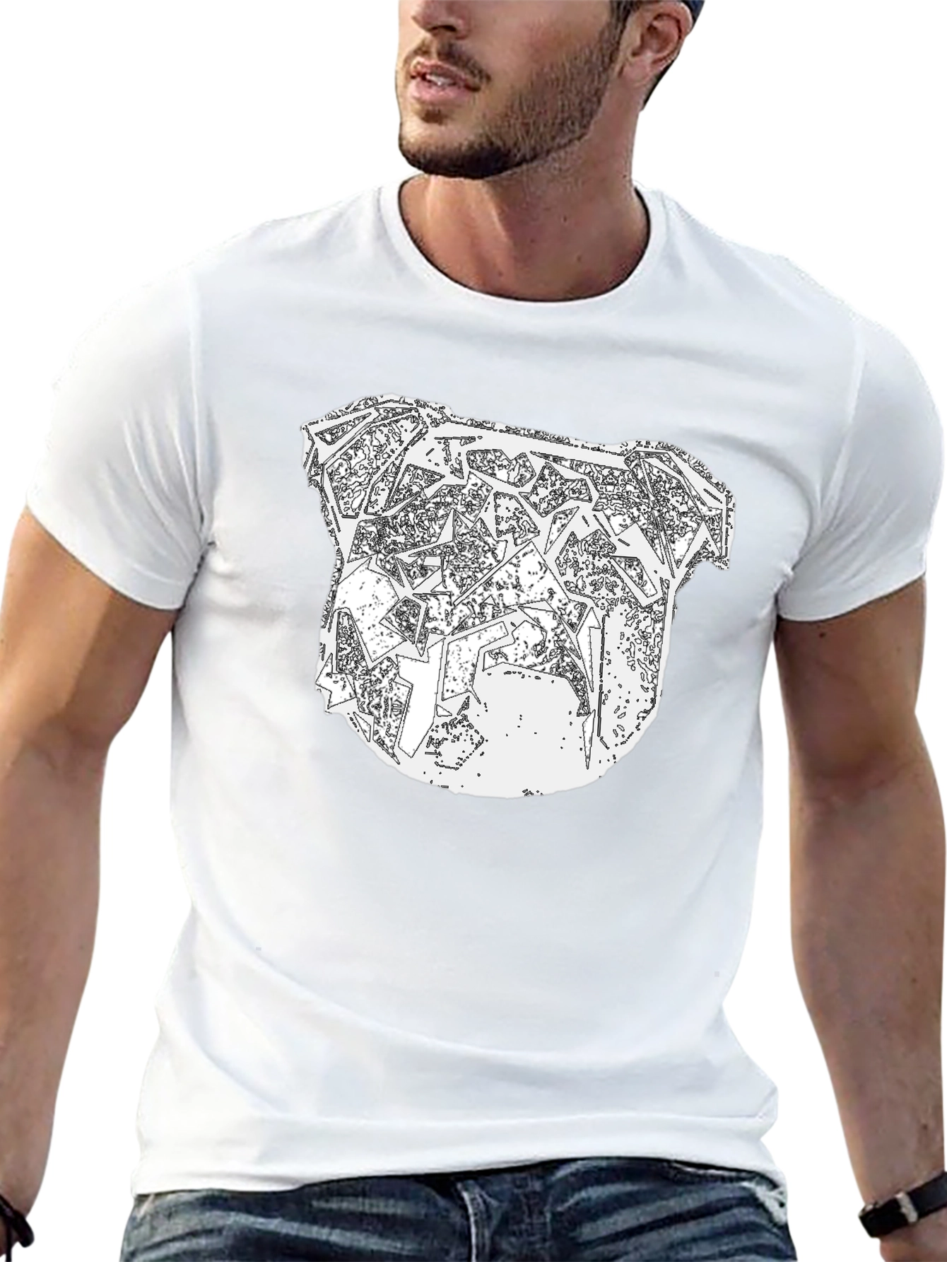 Abstract Bulldog Graphic Tee - Mens Black T-Shirt