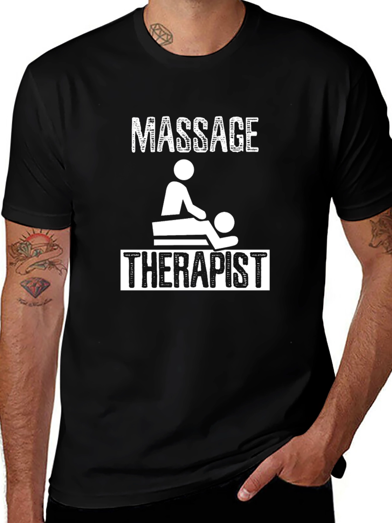 Massage Therapist Graphic Tee - Black Cotton T-Shirt
