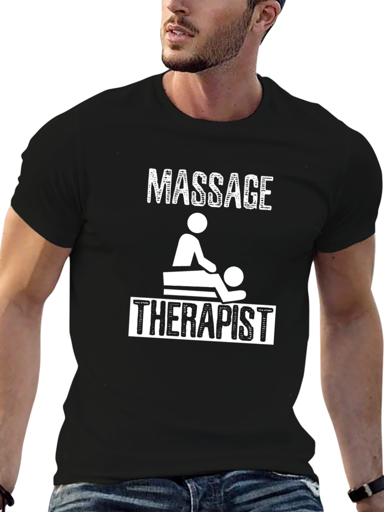 Massage Therapist Graphic Tee - Black Cotton T-Shirt