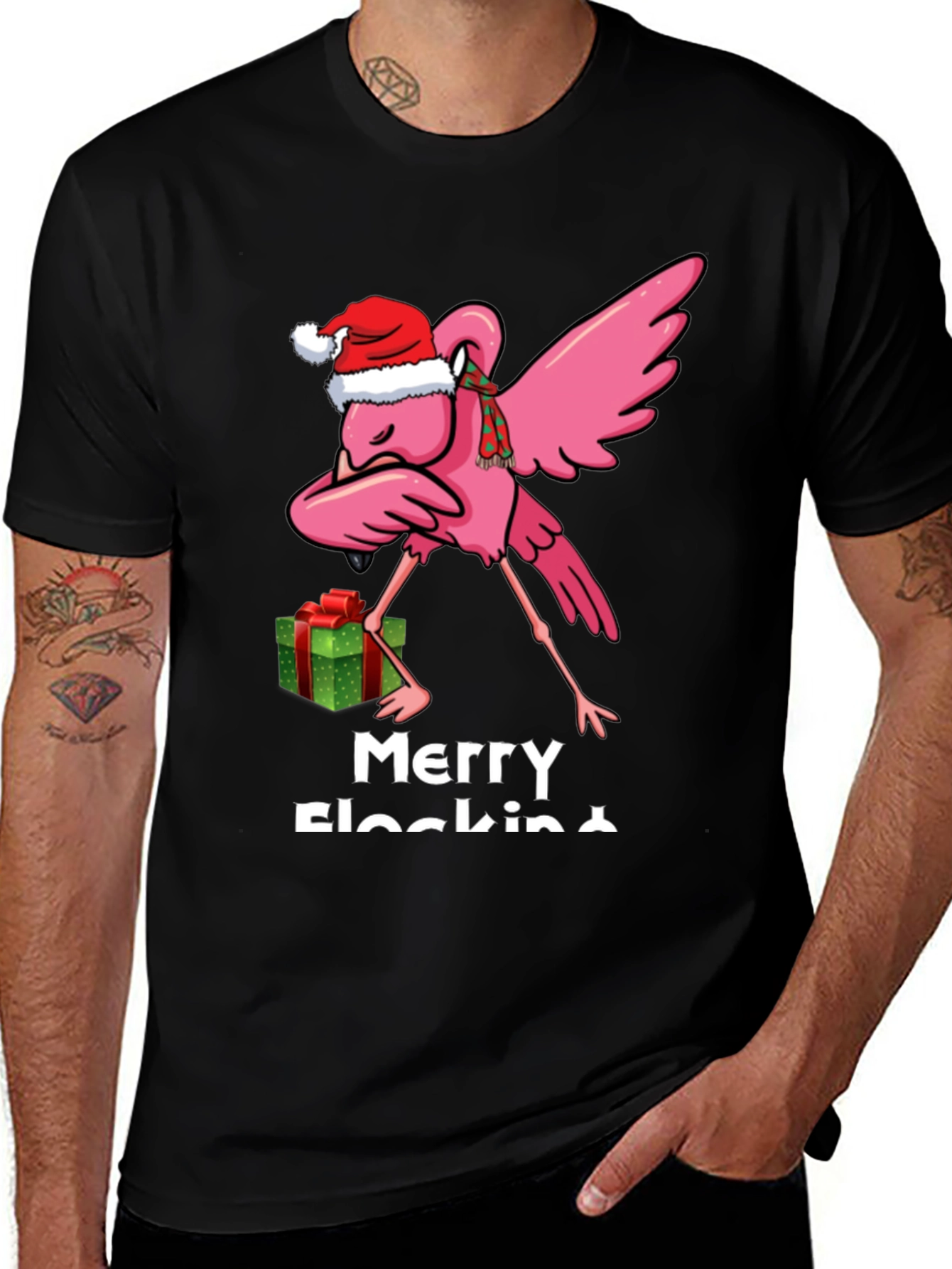 Merry Flocking Christmas Flamingo T-Shirt