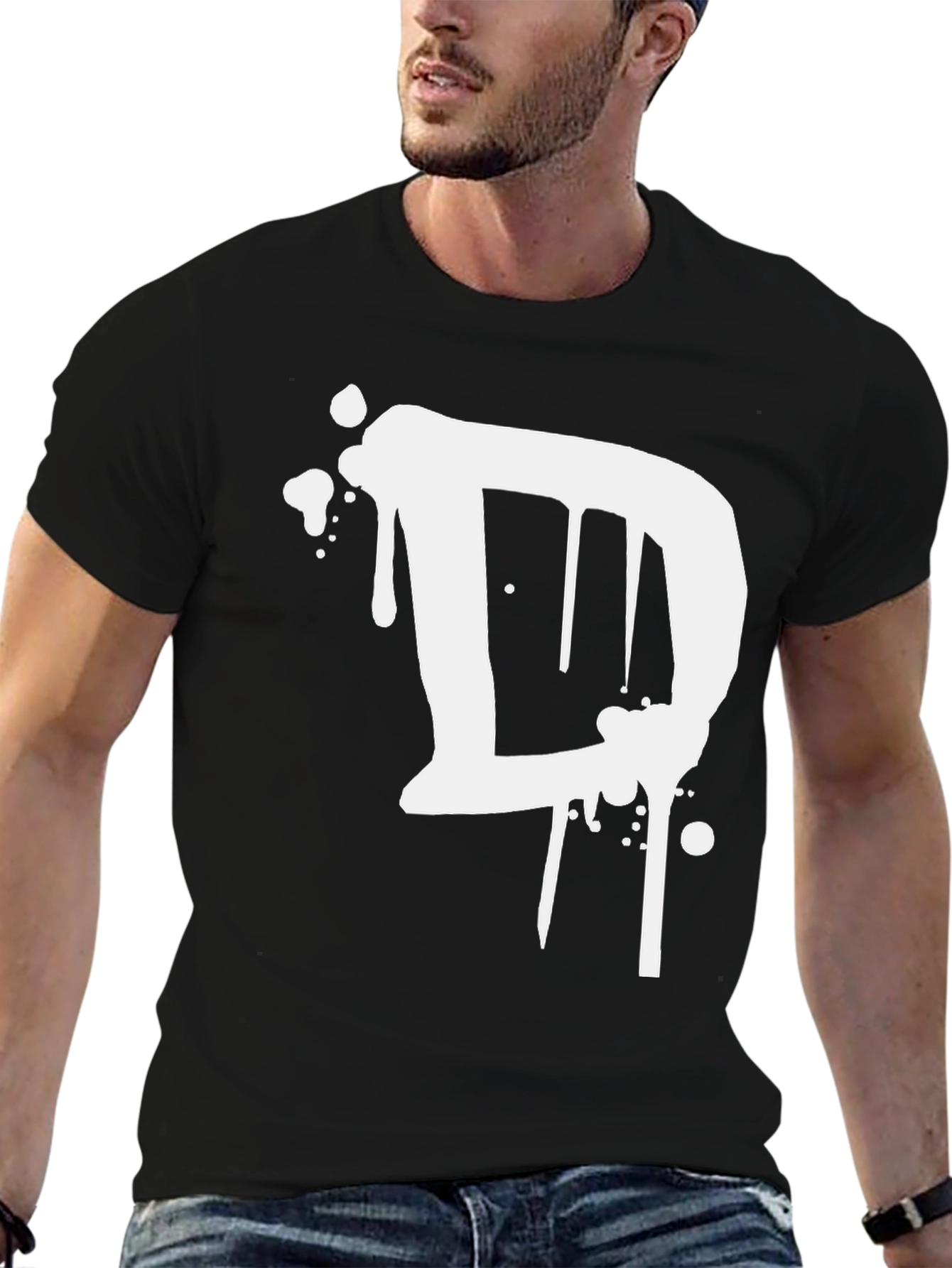 Graffiti Letter D Black T-Shirt - Urban Style
