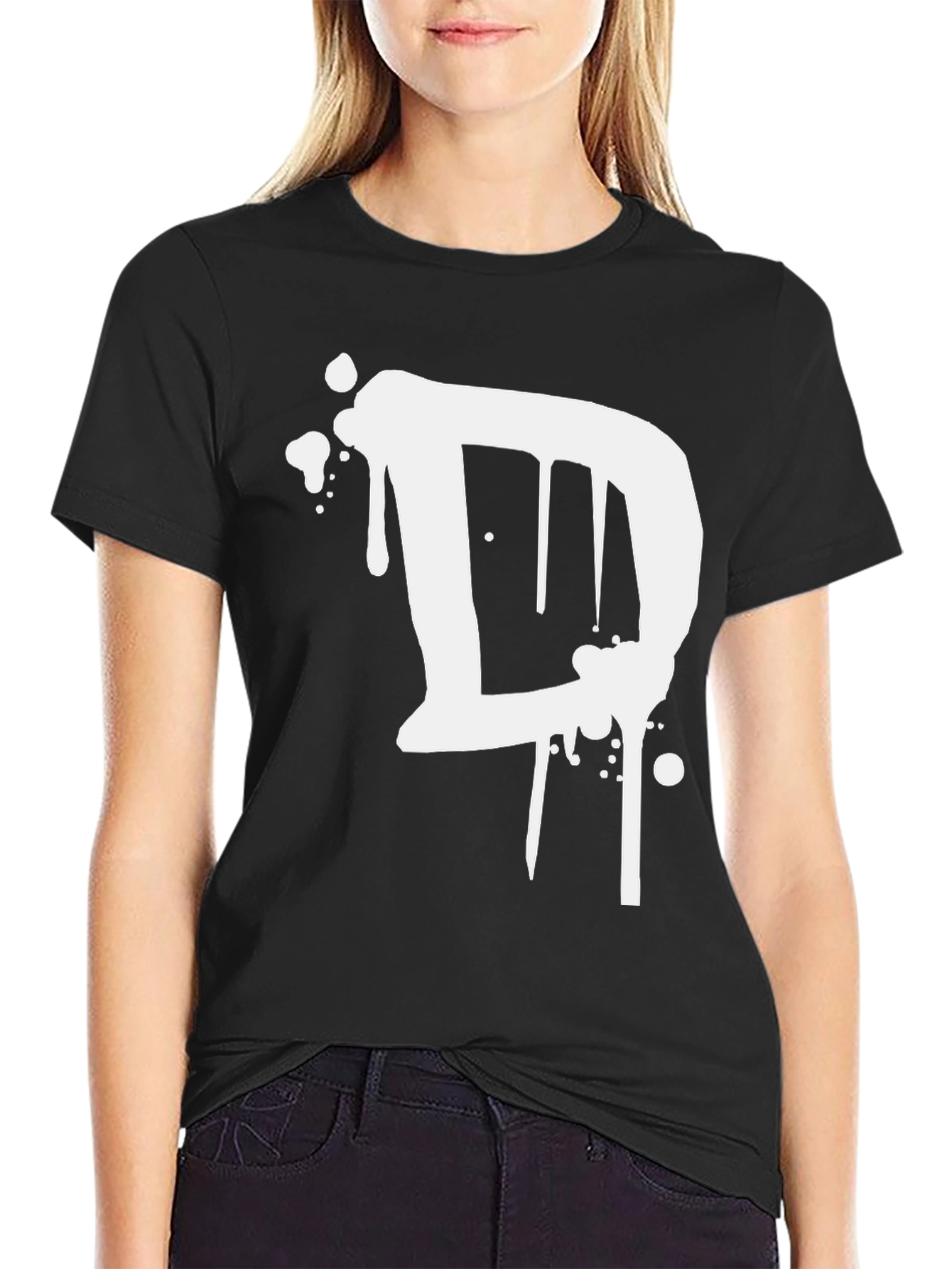 Graffiti Letter D Black T-Shirt - Urban Style
