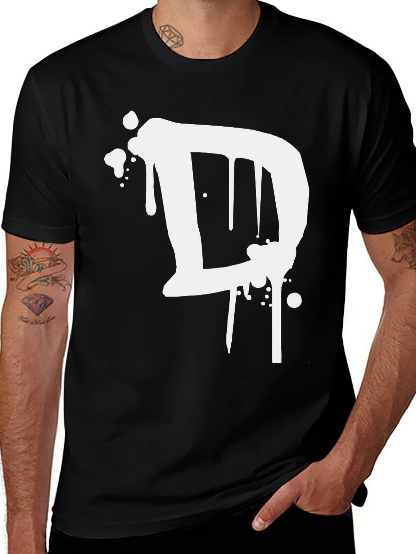 Graffiti Letter D Black T-Shirt - Urban Style