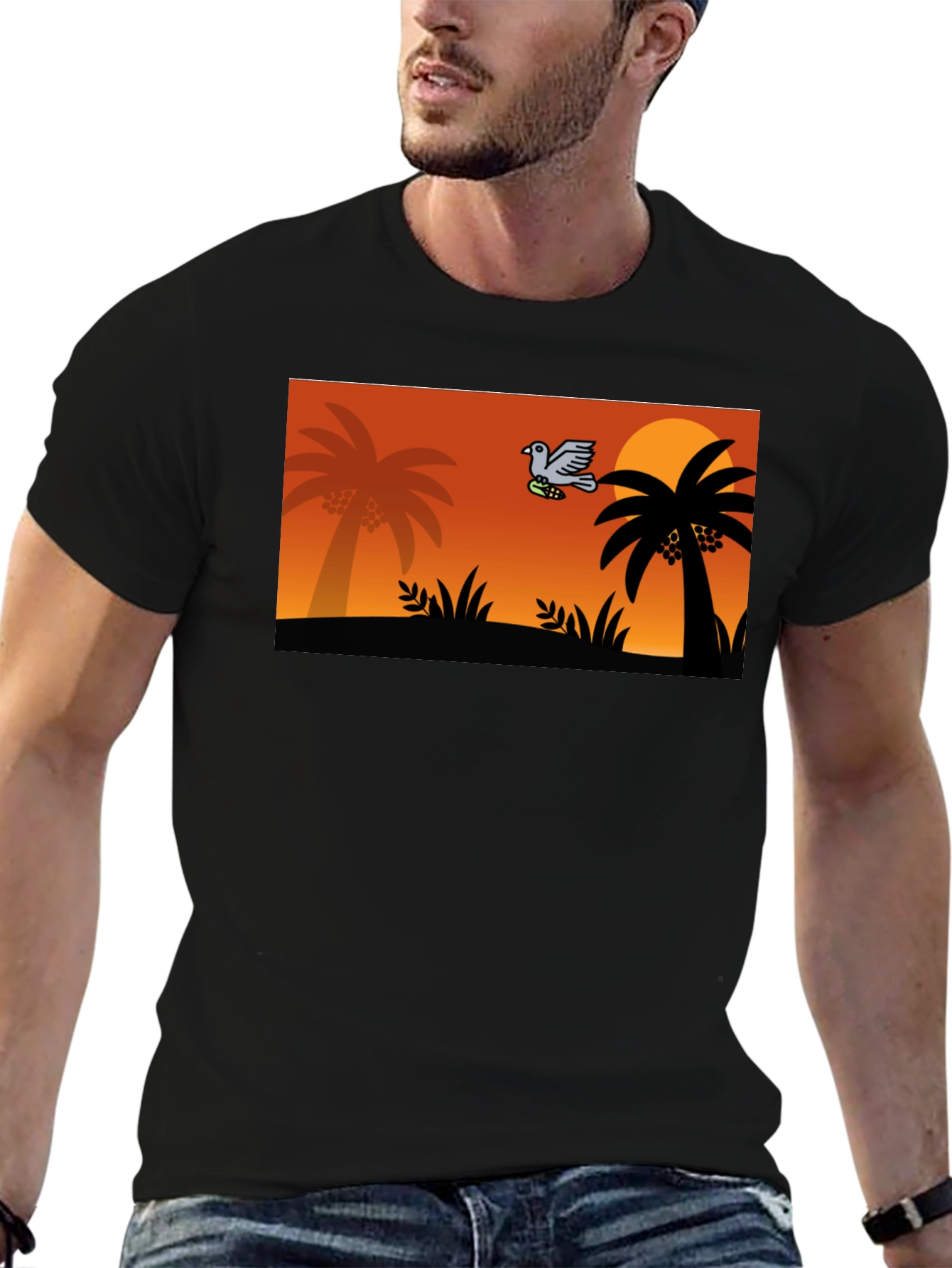 Tropical Sunset Bird Graphic Tee