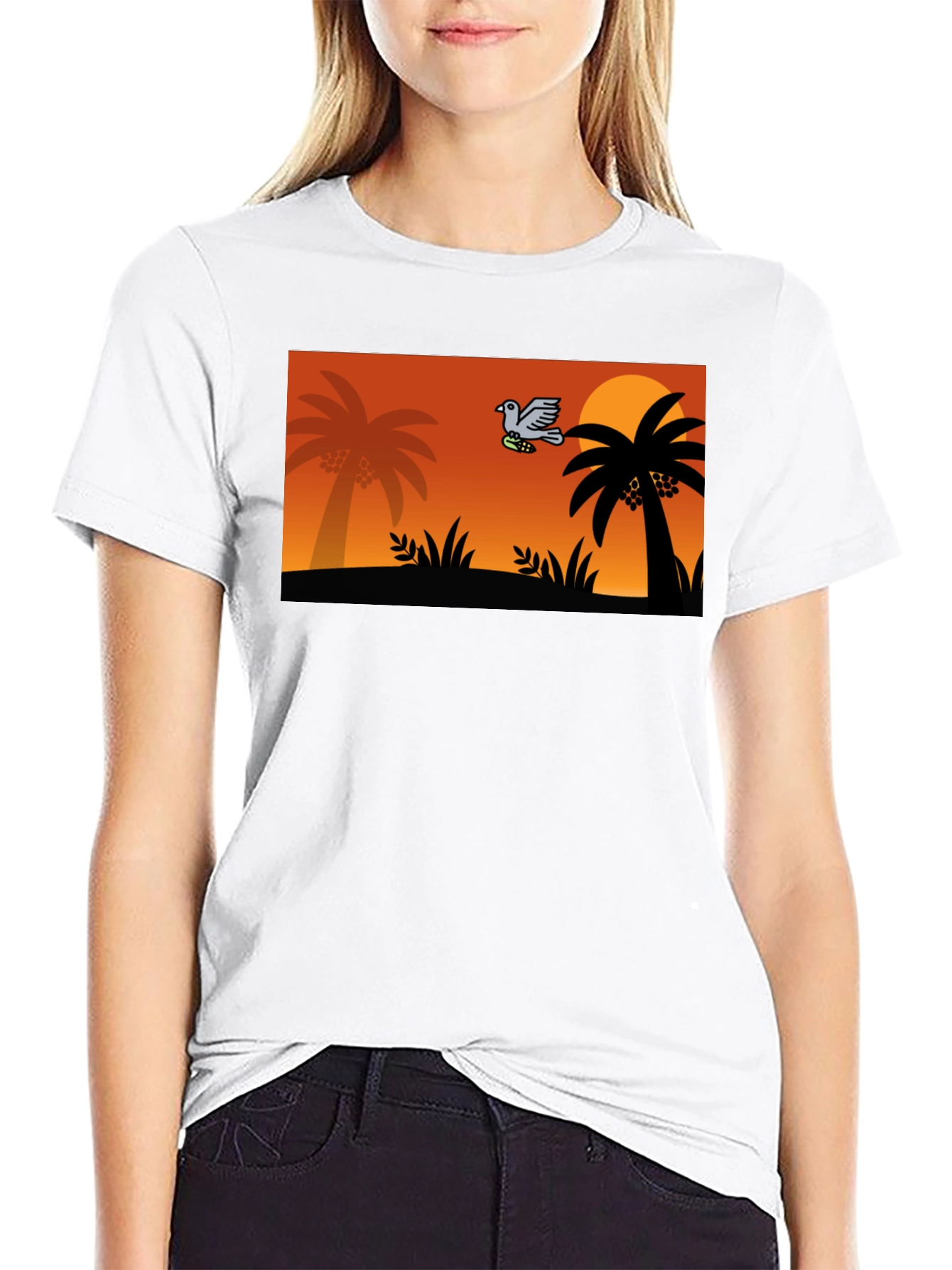Tropical Sunset Bird Graphic Tee