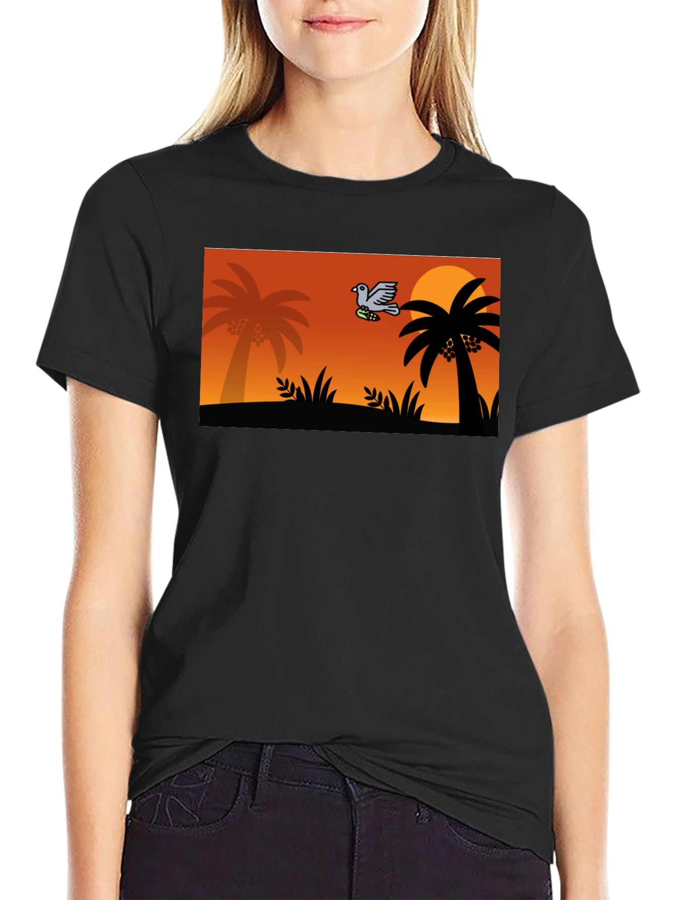 Tropical Sunset Bird Graphic Tee