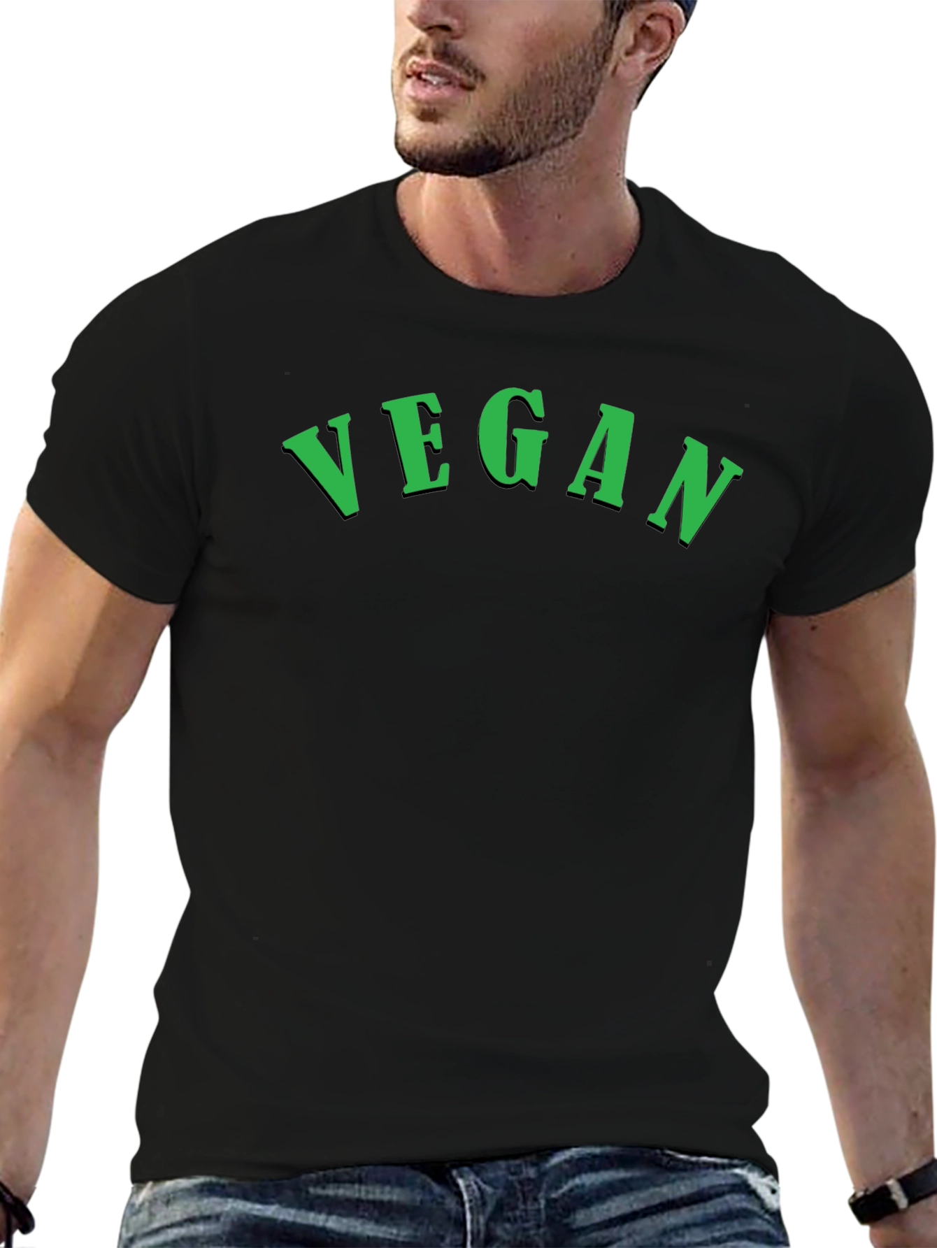 Vegan Graphic Tee - Black Cotton T-Shirt