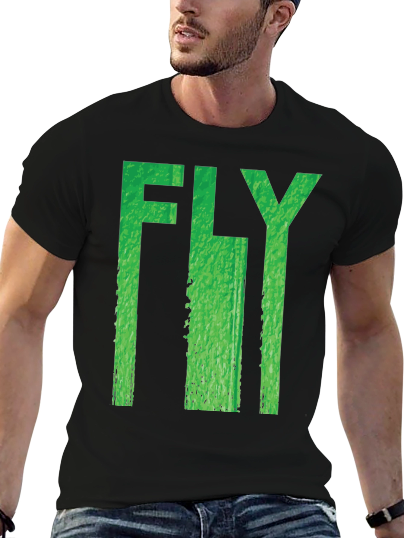 Fly Graphic Print Black T-Shirt