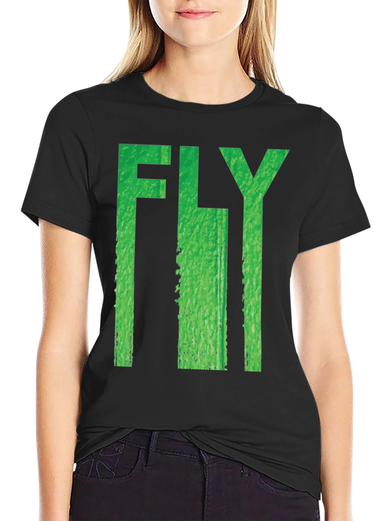Fly Graphic Print Black T-Shirt