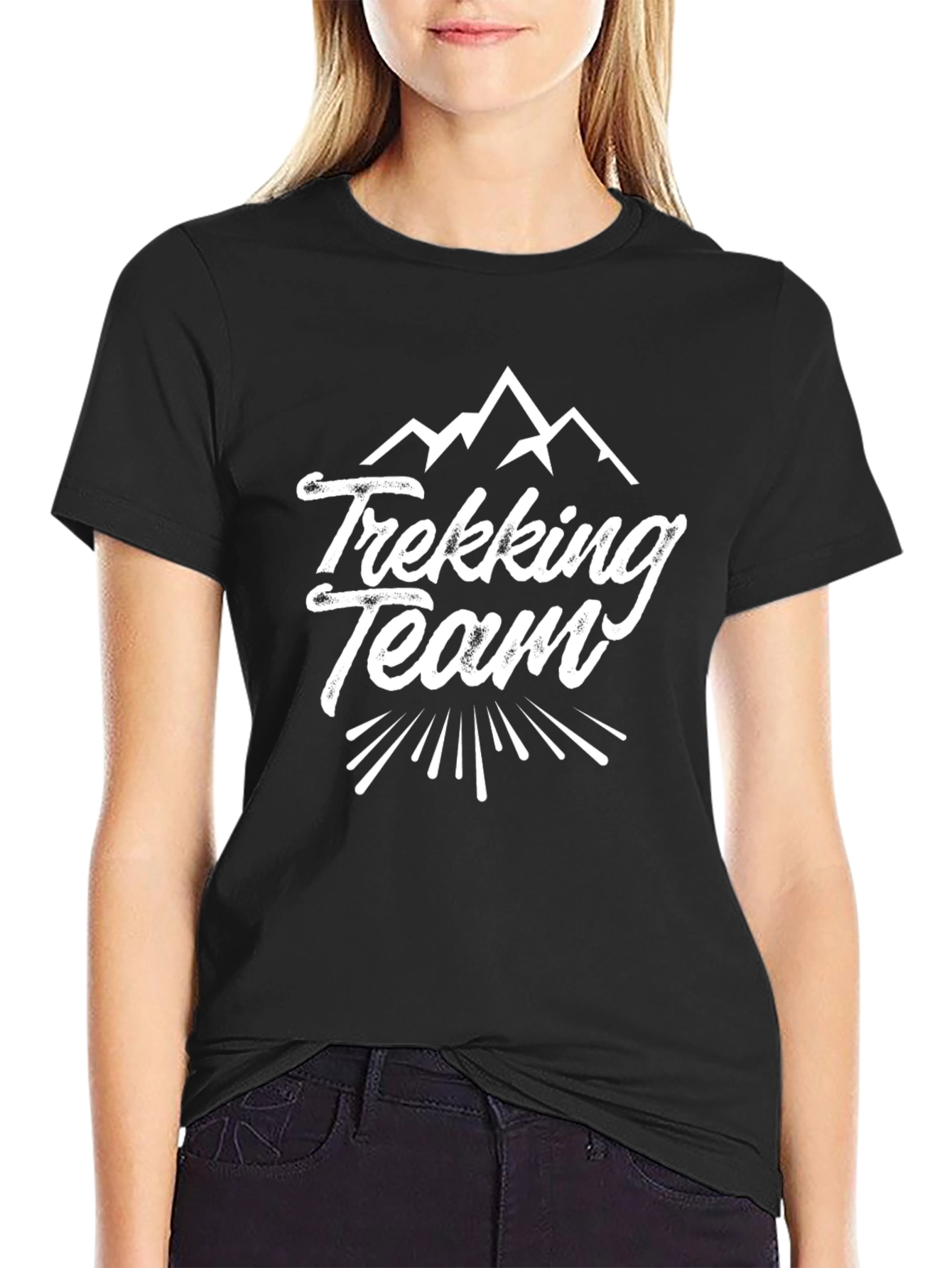 Trekking Team Graphic Tee - Black Casual Cotton T-Shirt