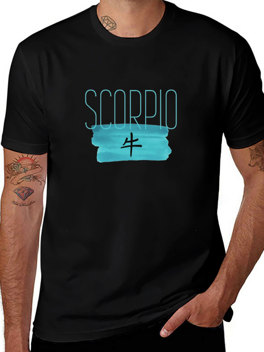 Scorpio Zodiac Graphic Tee - Black Cotton Blend
