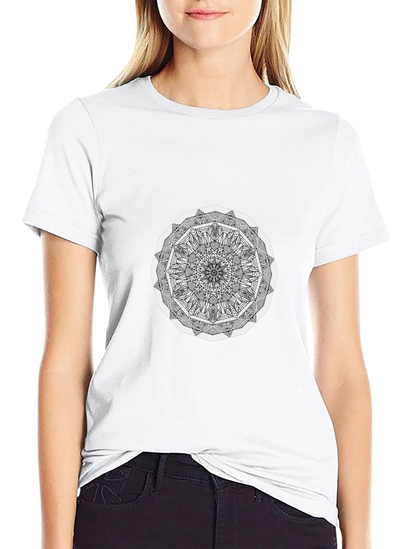 Geometric Mandala T-Shirt - Black