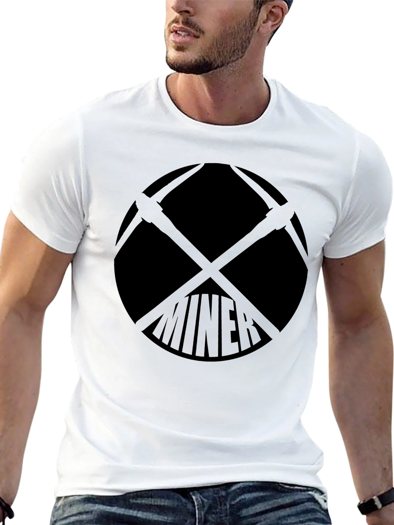 Miner Graphic T-Shirt - Black Crew Neck Tee