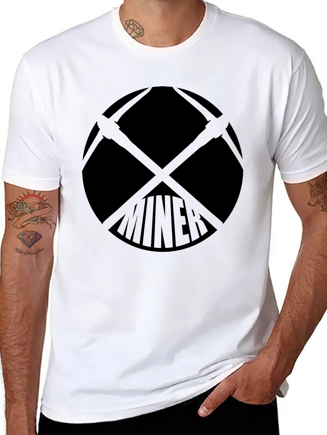 Miner Graphic T-Shirt - Black Crew Neck Tee