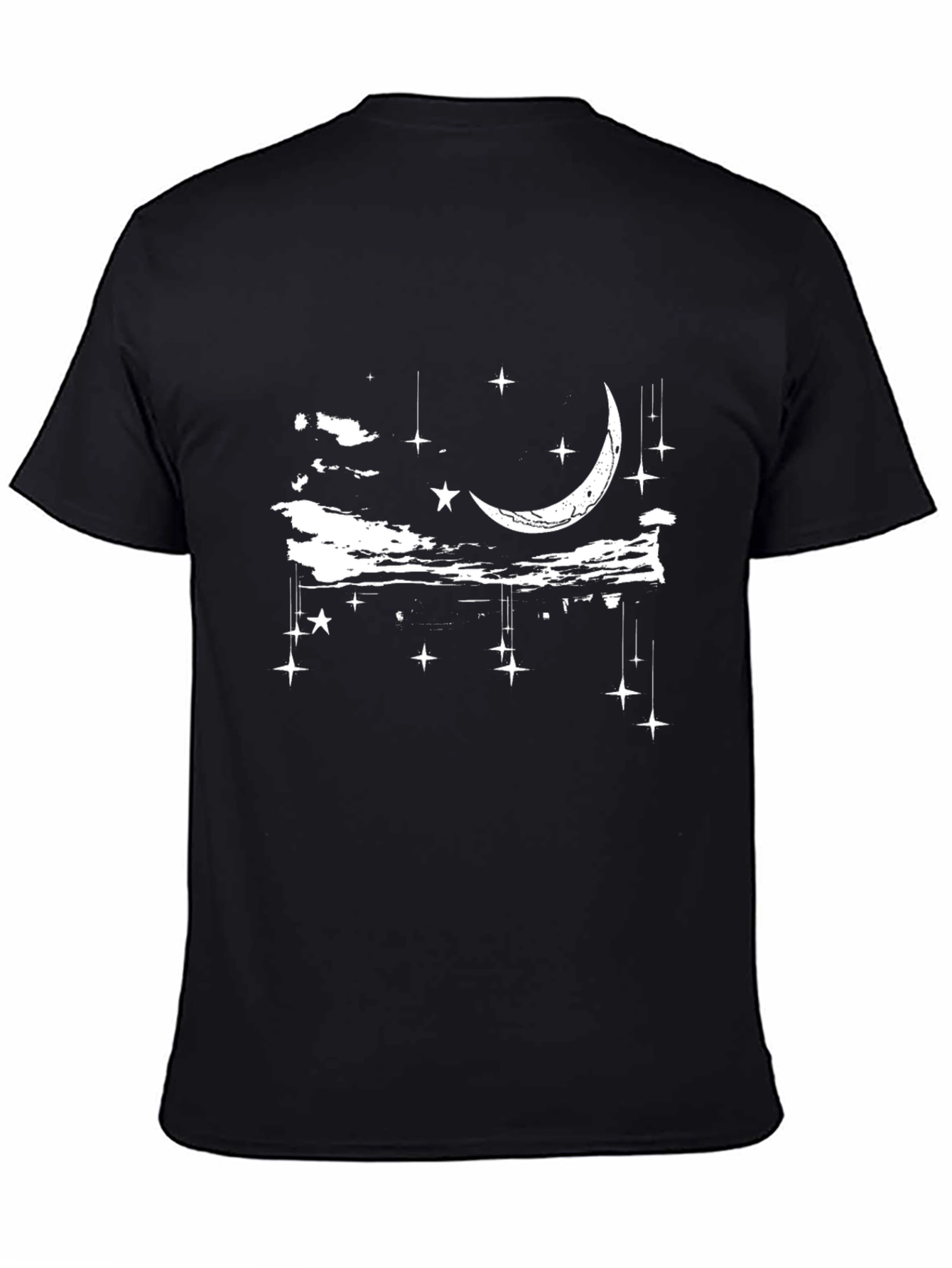 Celestial Moon & Stars Black T-Shirt