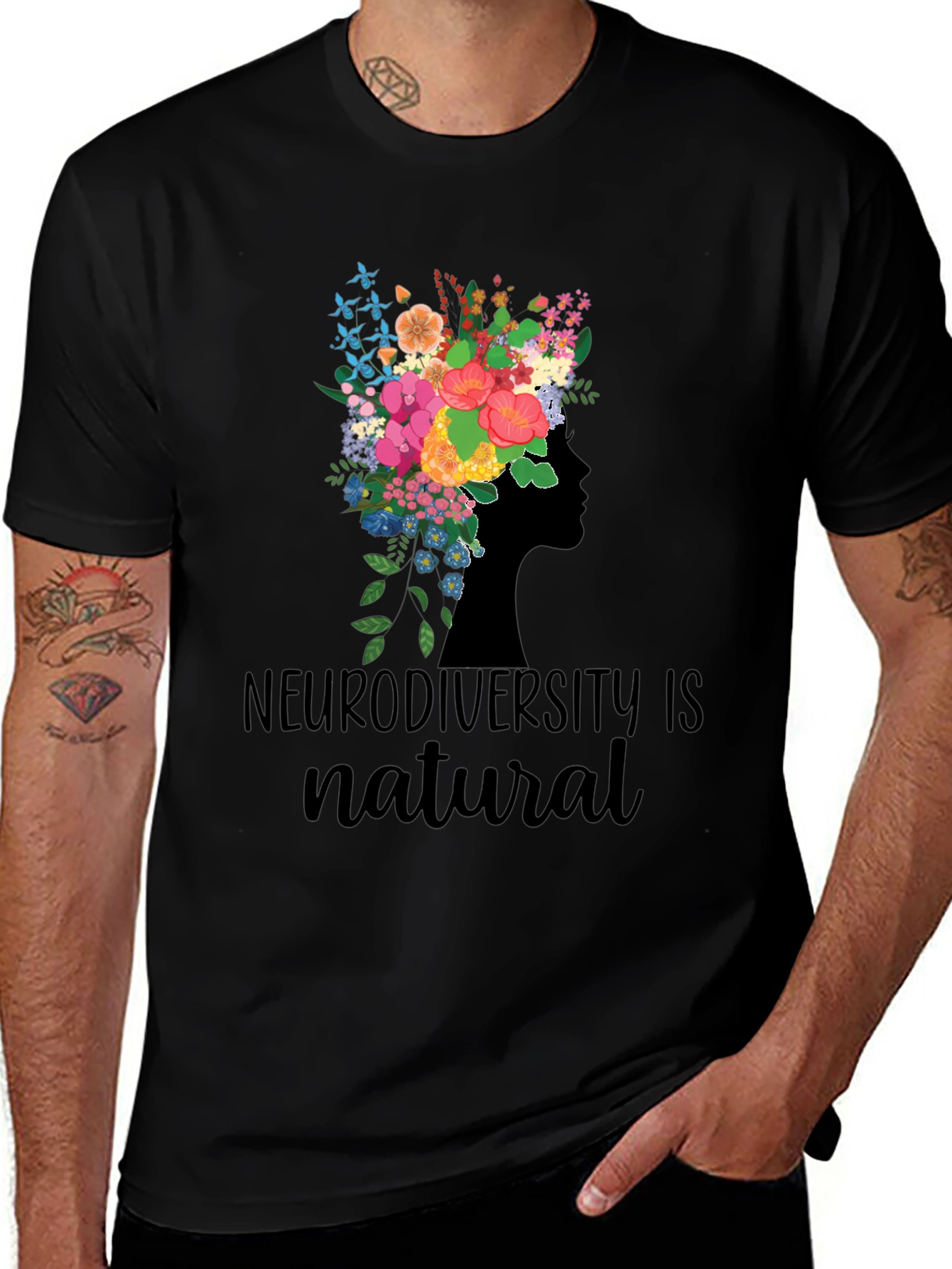 Neurodiversity is Natural Floral Head T-Shirt