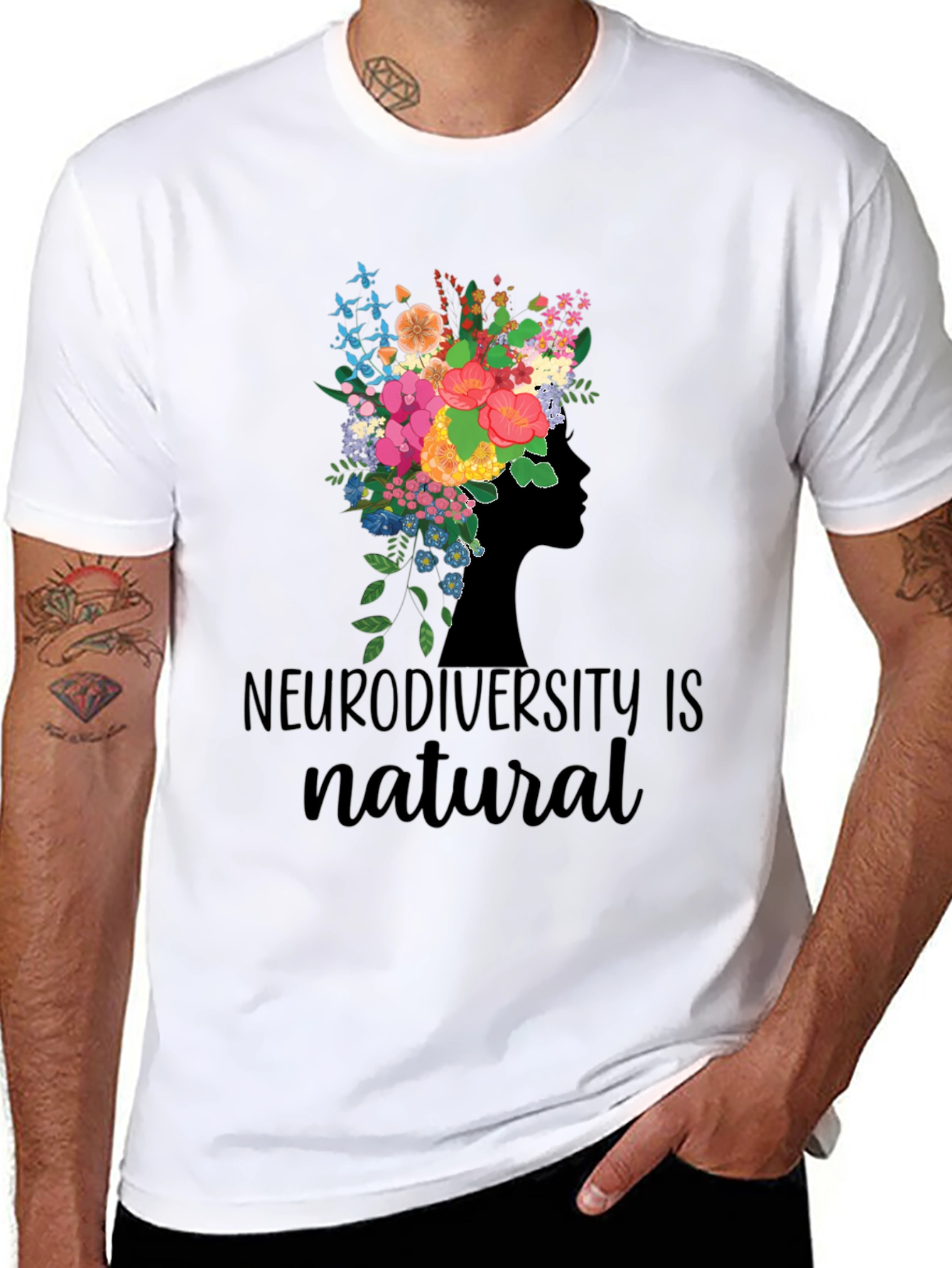 Neurodiversity is Natural Floral Head T-Shirt
