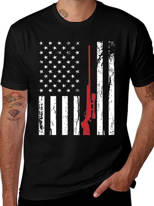 American Flag Rifle T-Shirt Patriotic Gun Owner