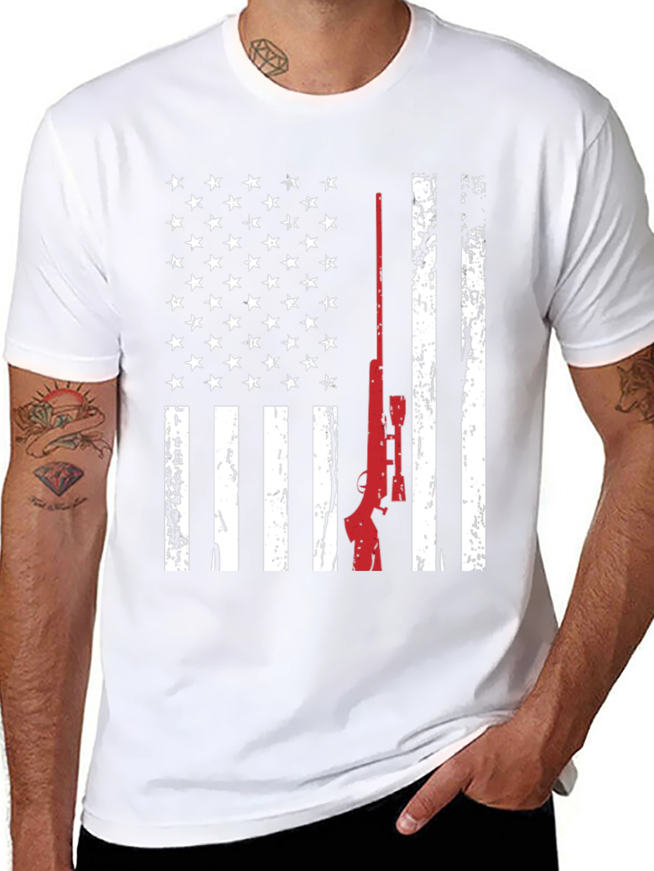 American Flag Rifle T-Shirt Patriotic Gun Owner