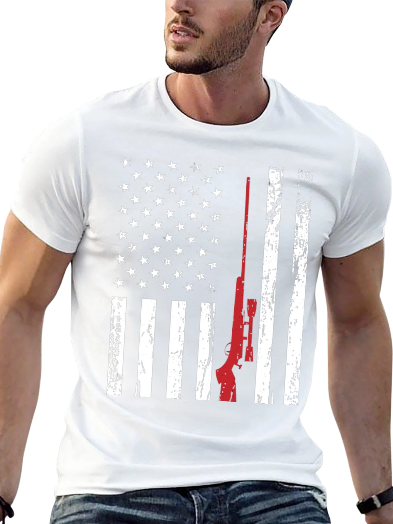 American Flag Rifle T-Shirt Patriotic Gun Owner