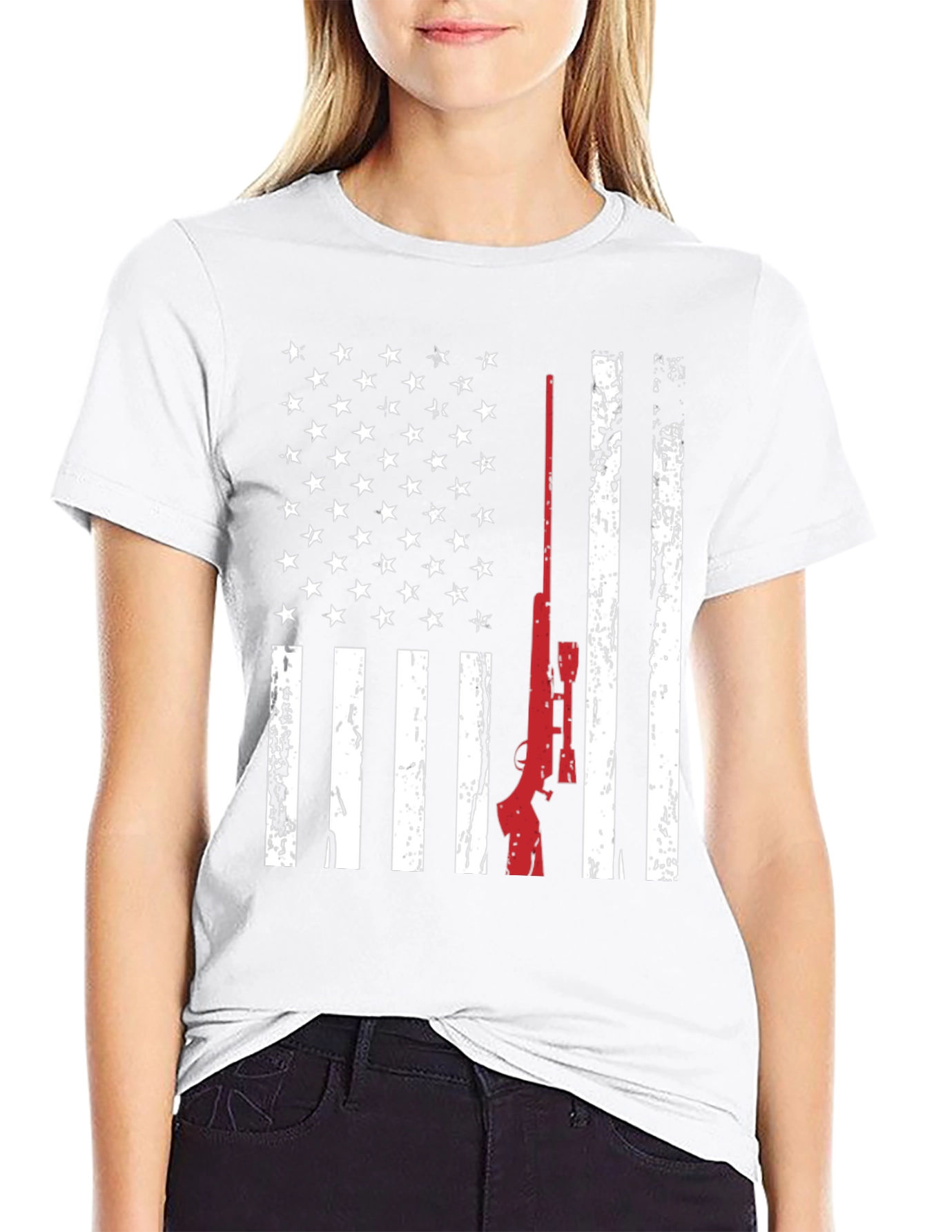American Flag Rifle T-Shirt Patriotic Gun Owner