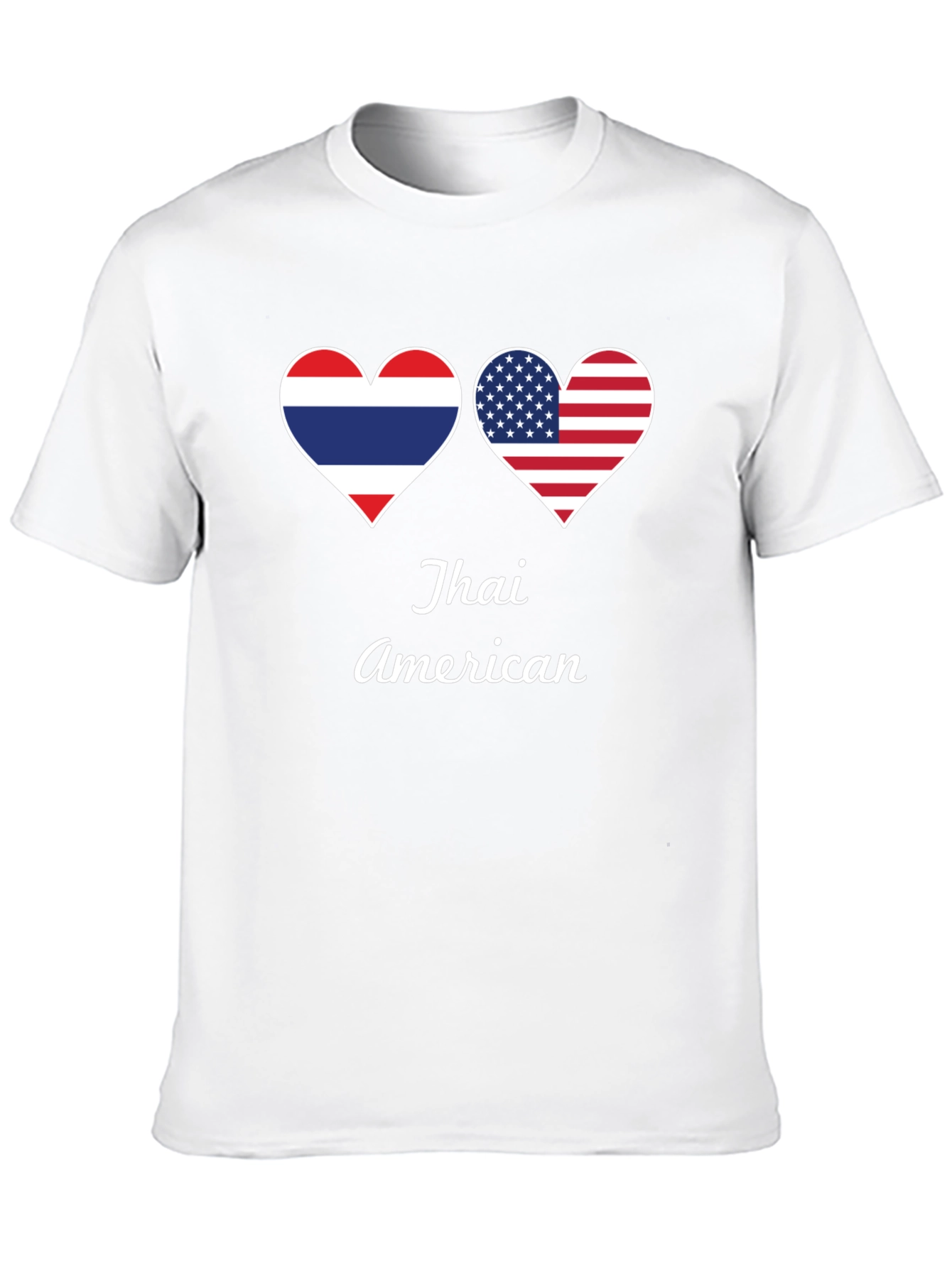 Thai American Pride T-Shirt - Dual Flag Heart Design