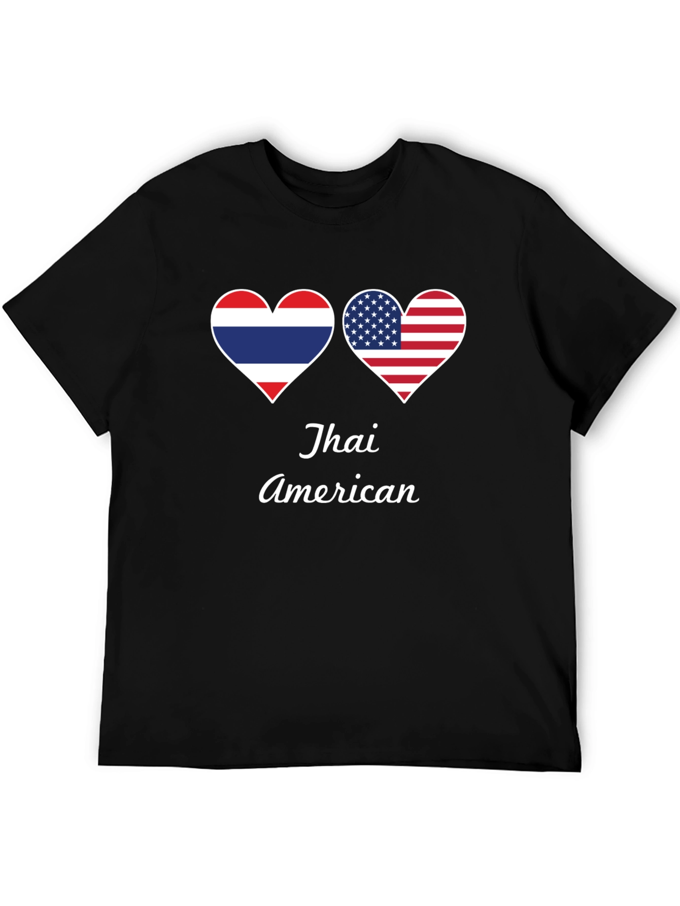 Thai American Pride T-Shirt - Dual Flag Heart Design