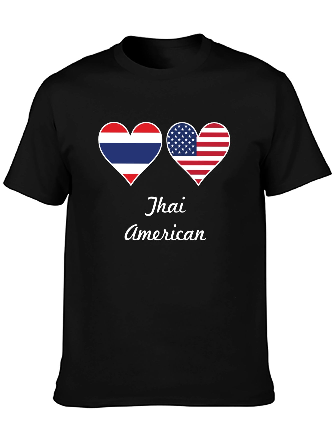 Thai American Pride T-Shirt - Dual Flag Heart Design