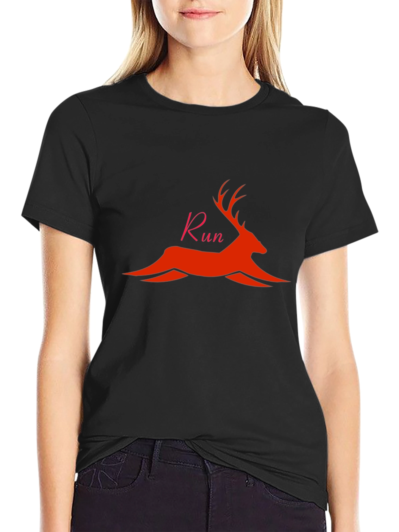 Deer Run Graphic T-Shirt - Black