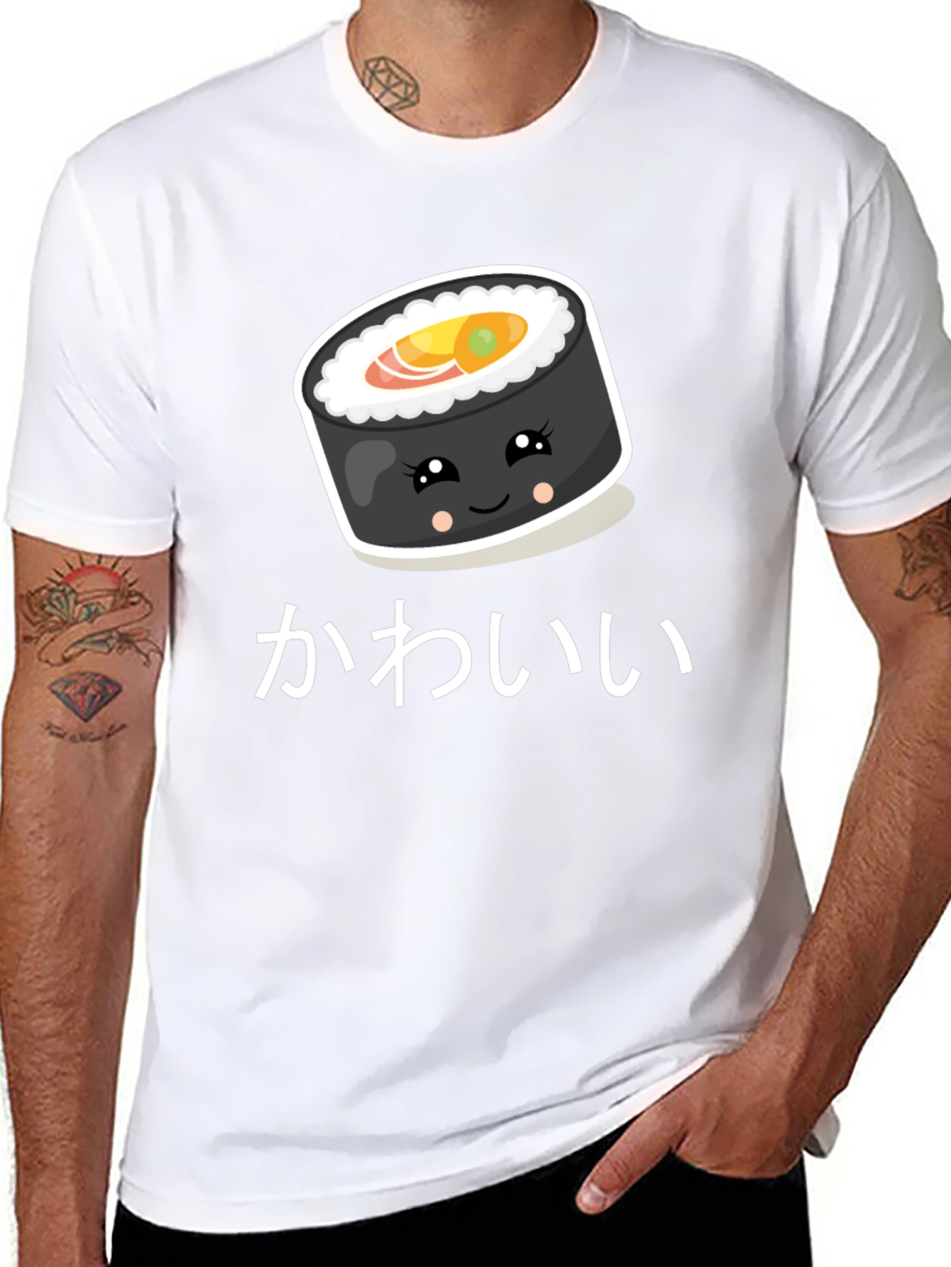 Cute Kawaii Sushi Roll Graphic T-Shirt