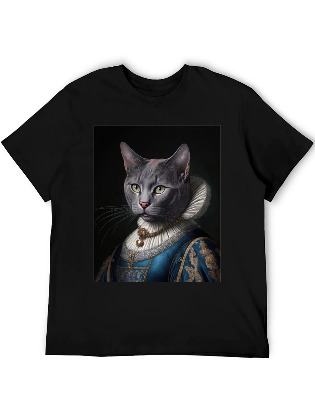 Royal Cat Portrait T-Shirt - Quirky Renaissance Style