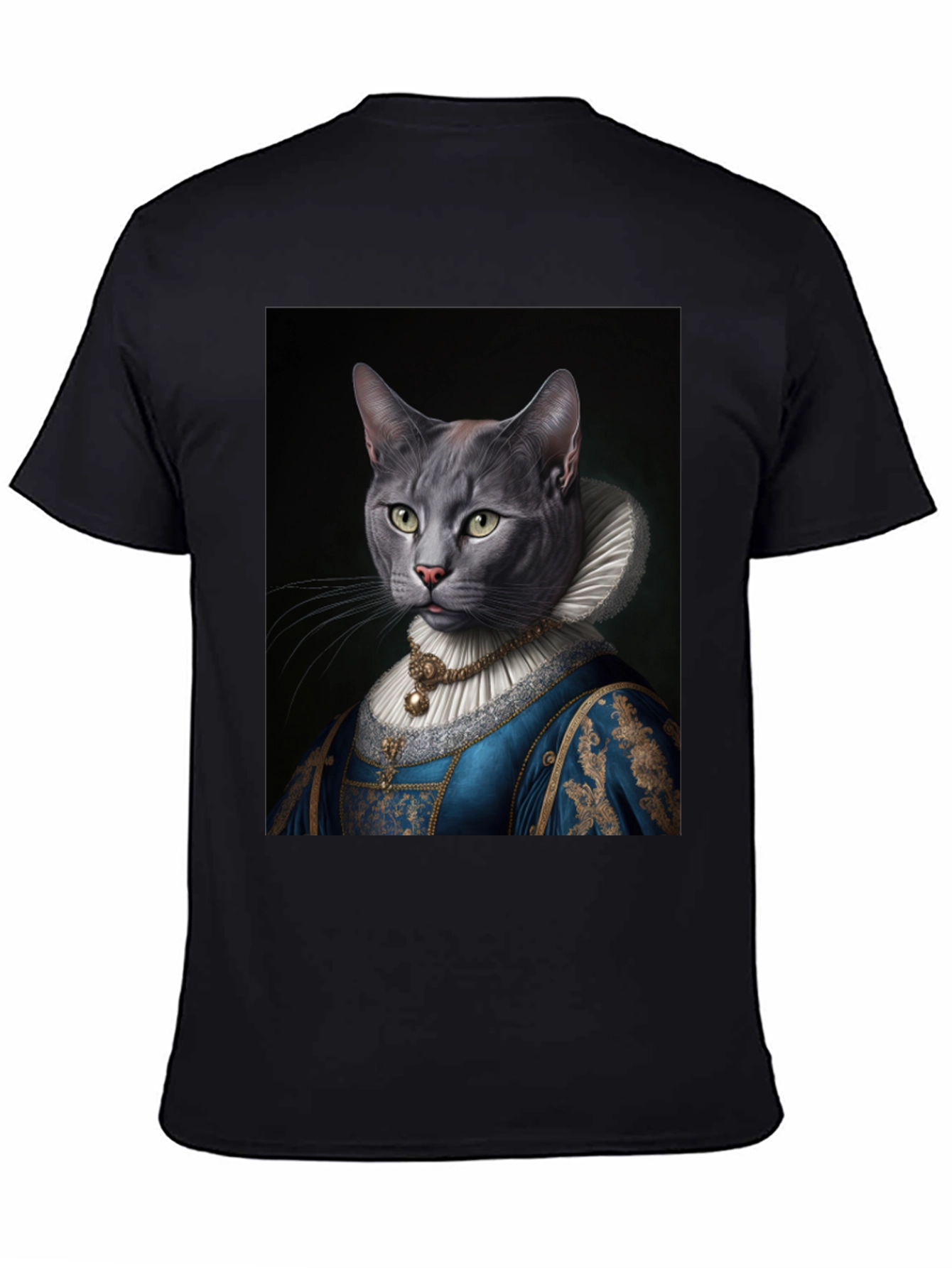 Royal Cat Portrait T-Shirt - Quirky Renaissance Style