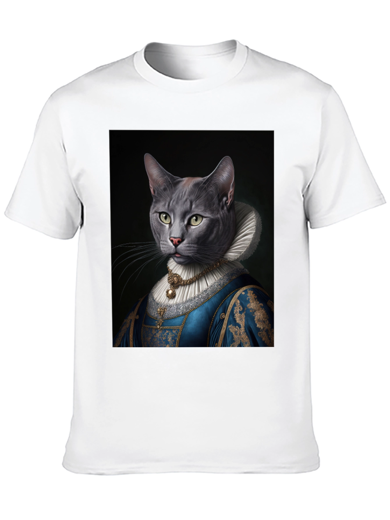 Royal Cat Portrait T-Shirt - Quirky Renaissance Style