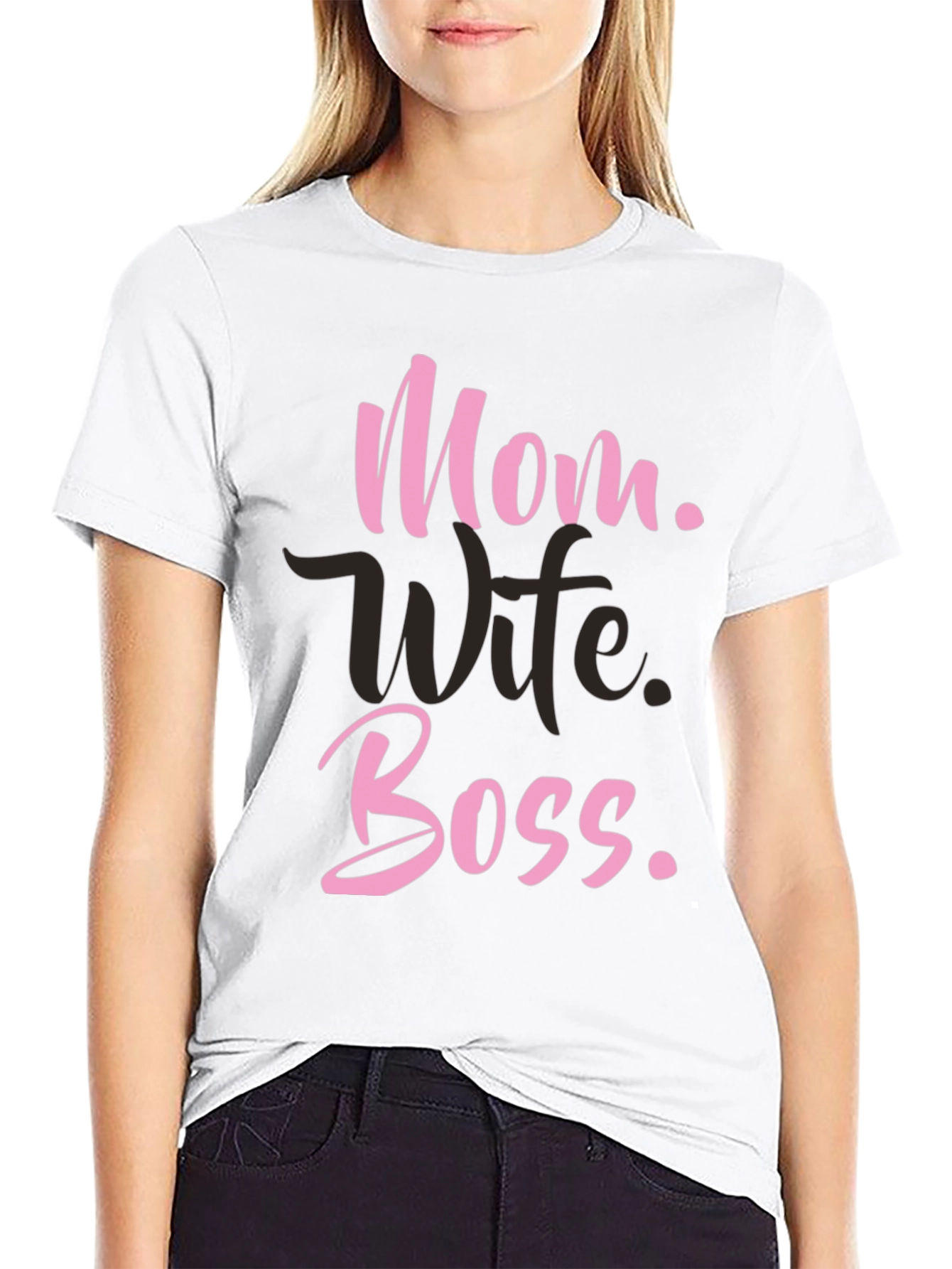 Mom Wife Boss T-Shirt - Black Graphic Tee