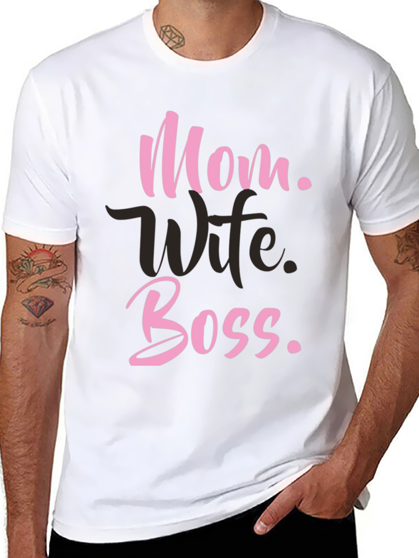 Mom Wife Boss T-Shirt - Black Graphic Tee