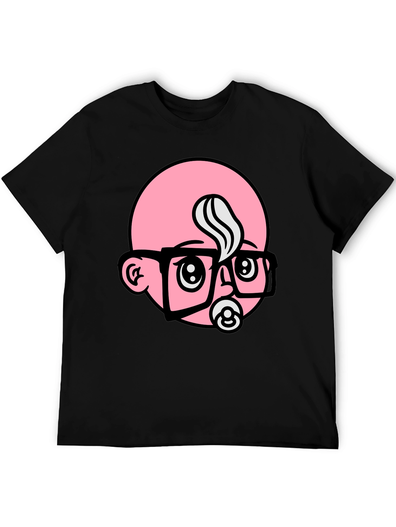 Funny Baby Face Graphic Tee - Black Cotton Blend