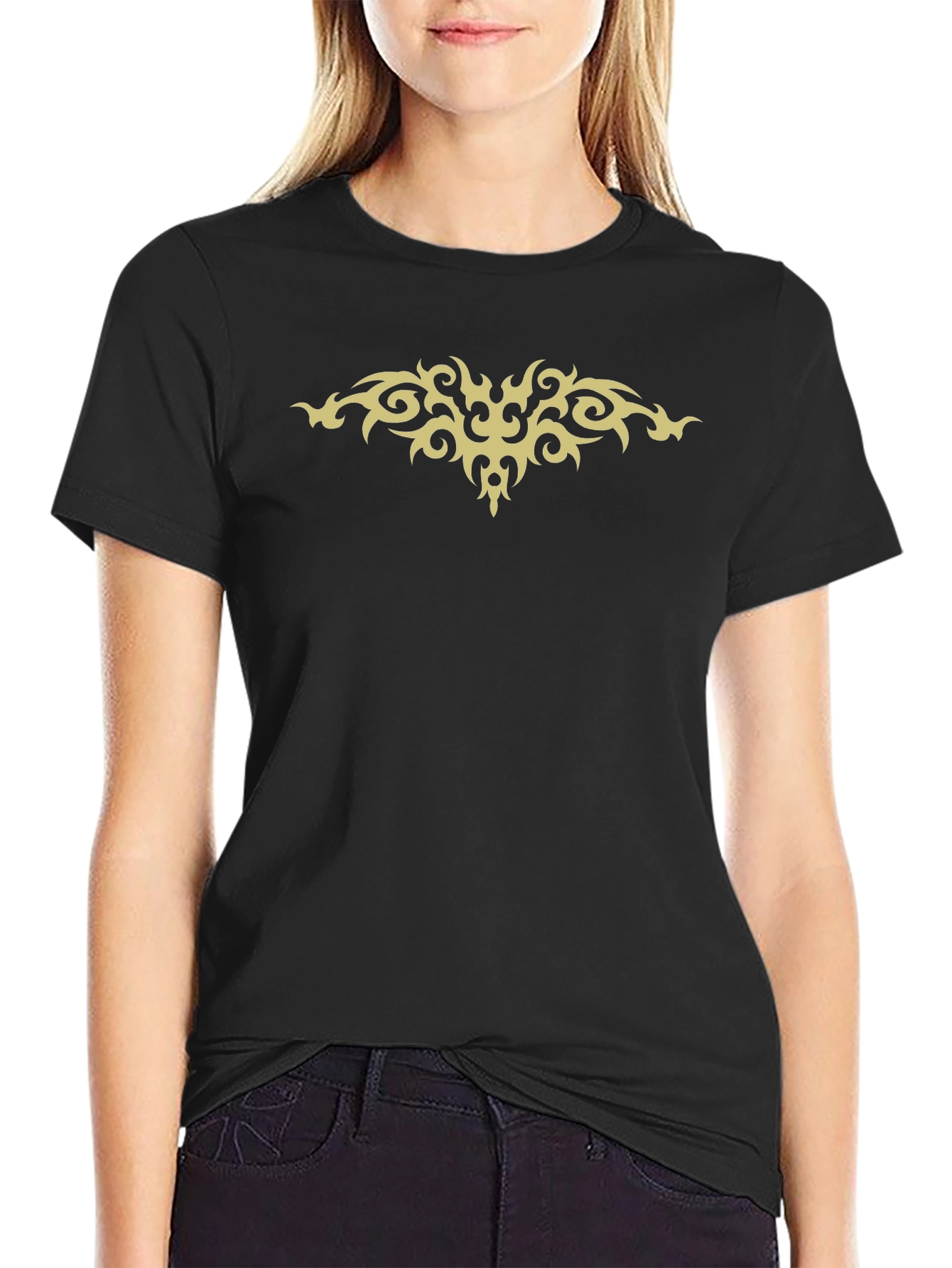 Tribal Style Graphic Tee - Black