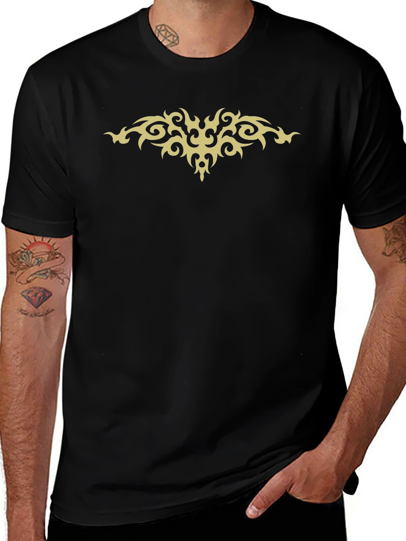 Tribal Style Graphic Tee - Black