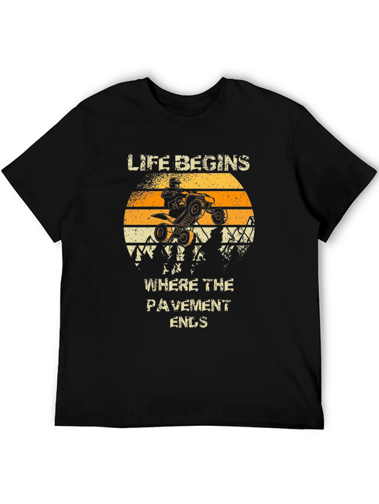 Life Begins Where Pavement Ends ATV Black T-shirt